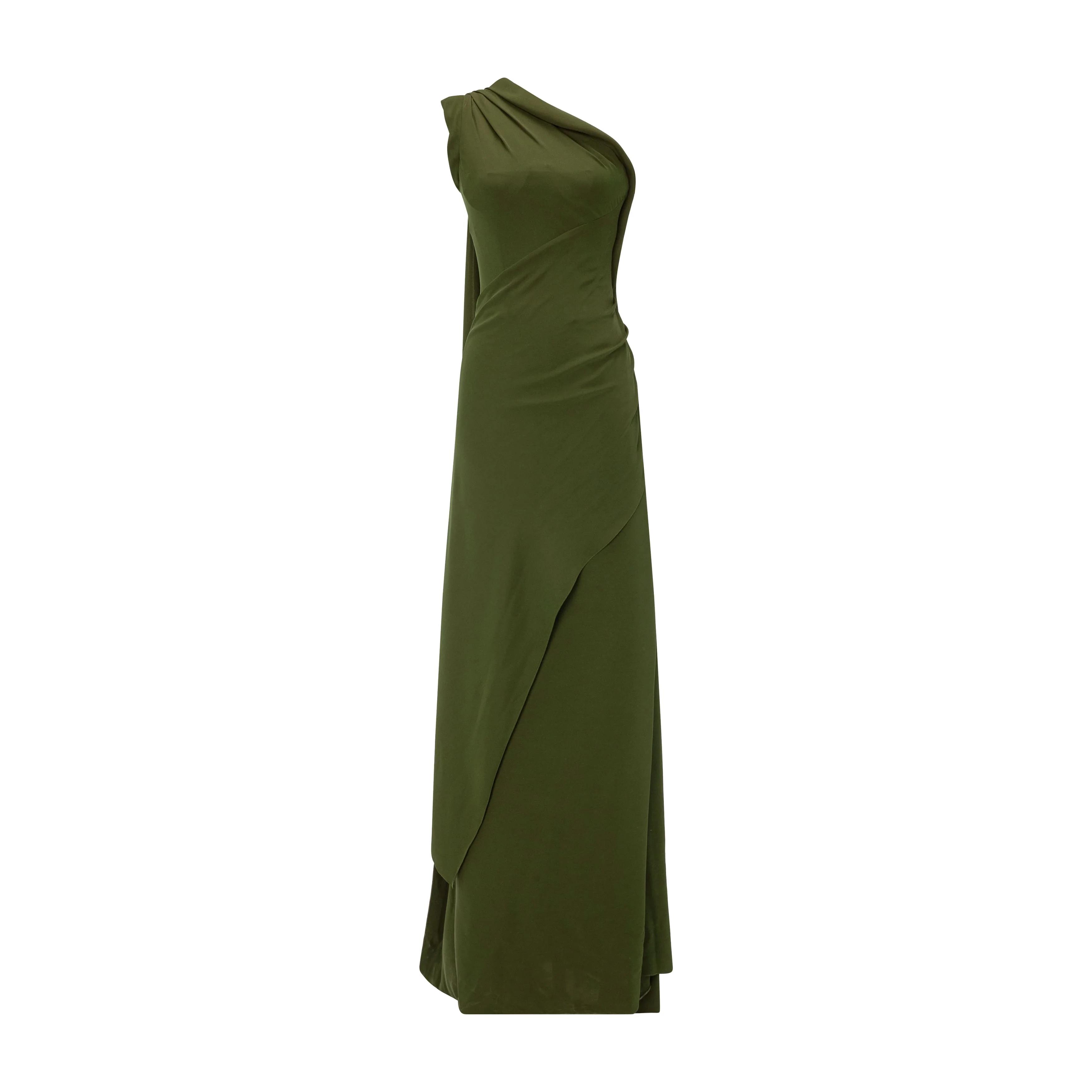 One Shoulder Crepe Dress With Cape - Image 4