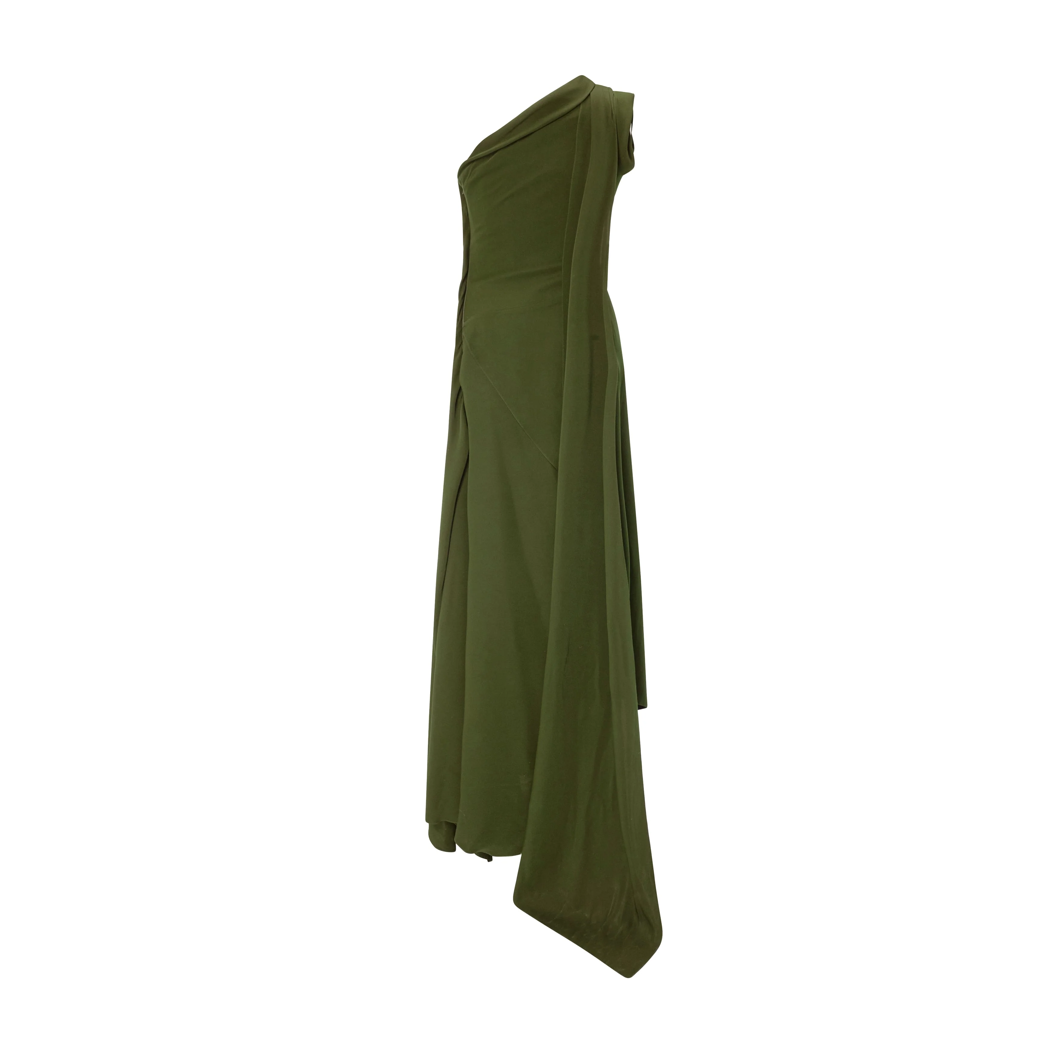 One Shoulder Crepe Dress With Cape - Image 5