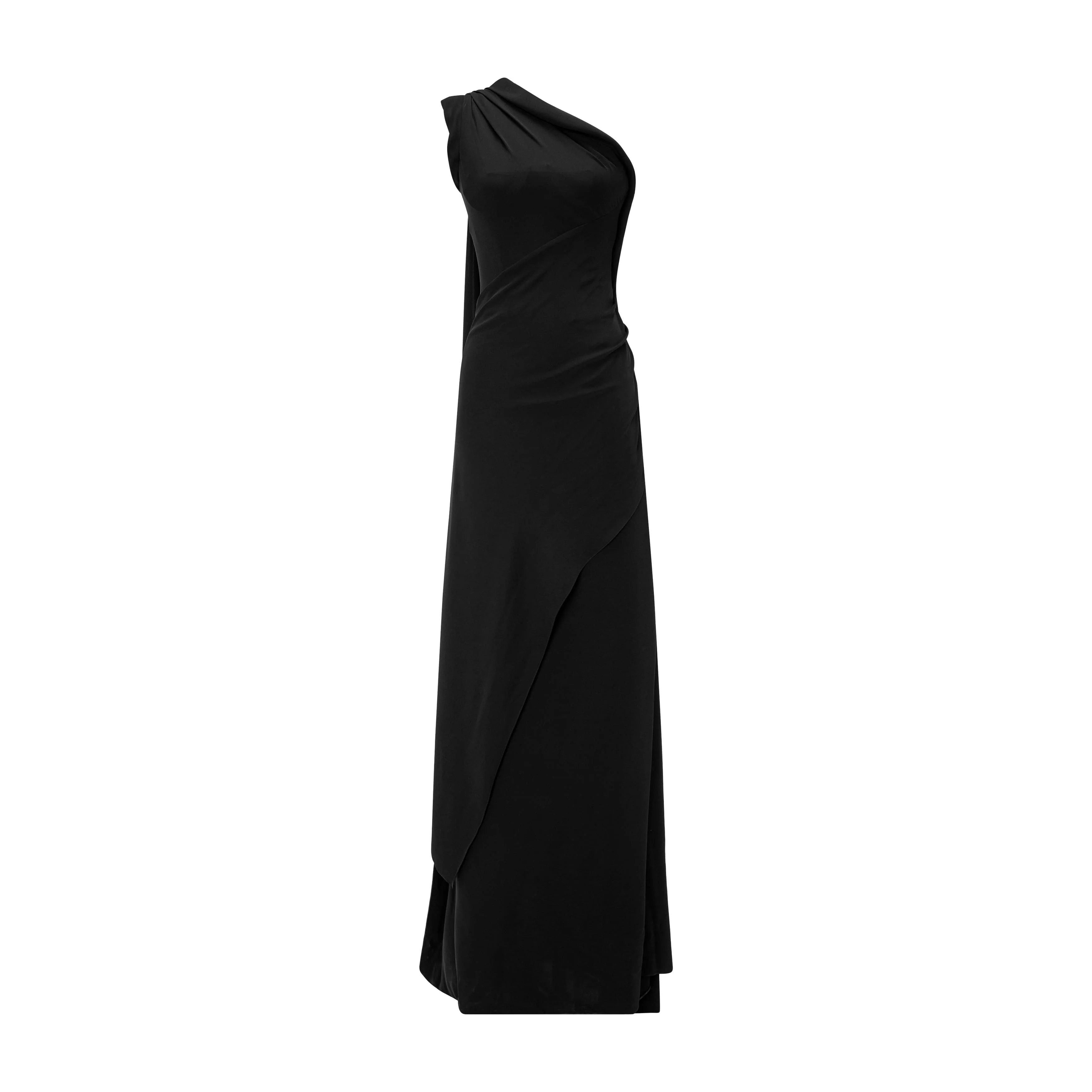 One Shoulder Crepe Dress With Cape - Image 6