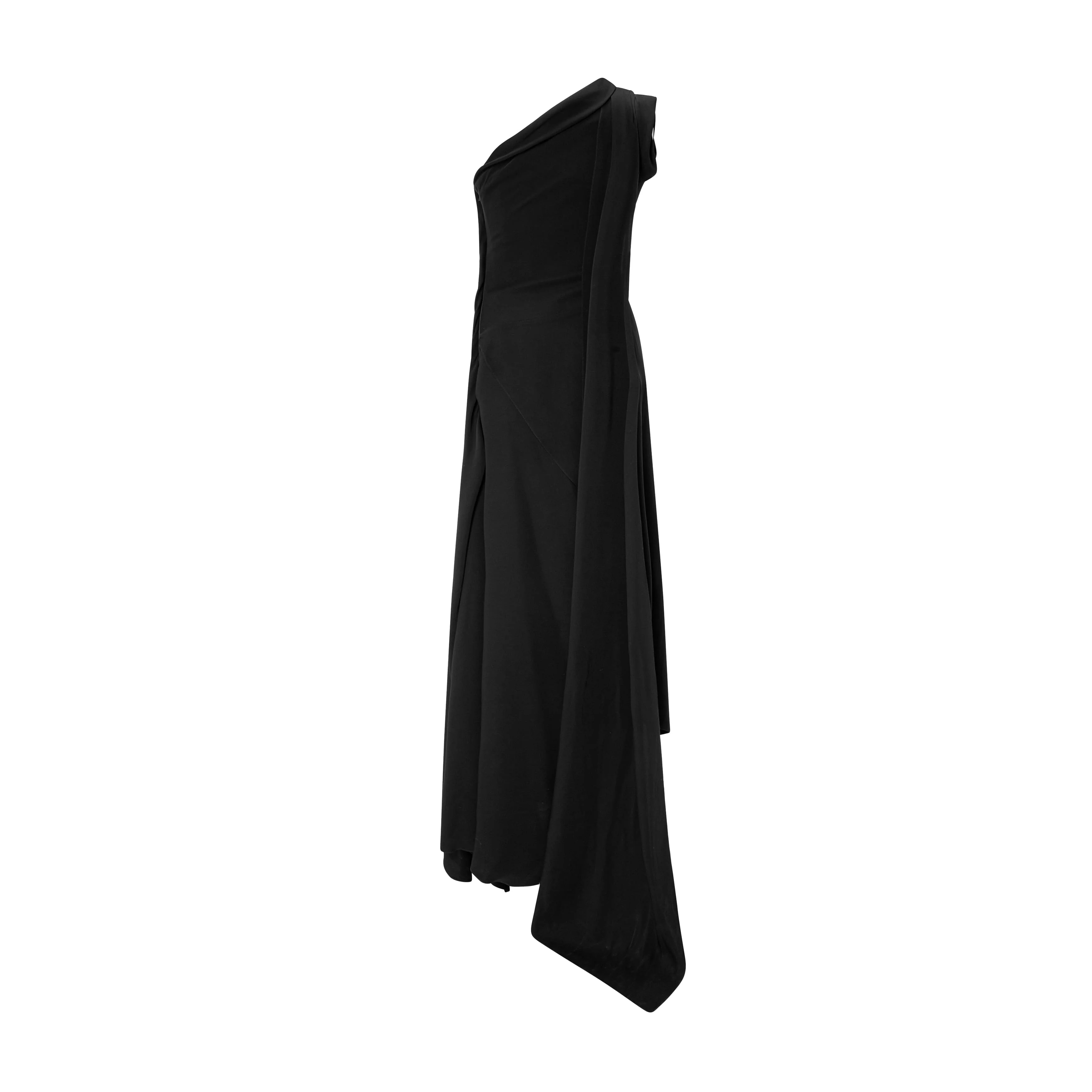 One Shoulder Crepe Dress With Cape - Image 7