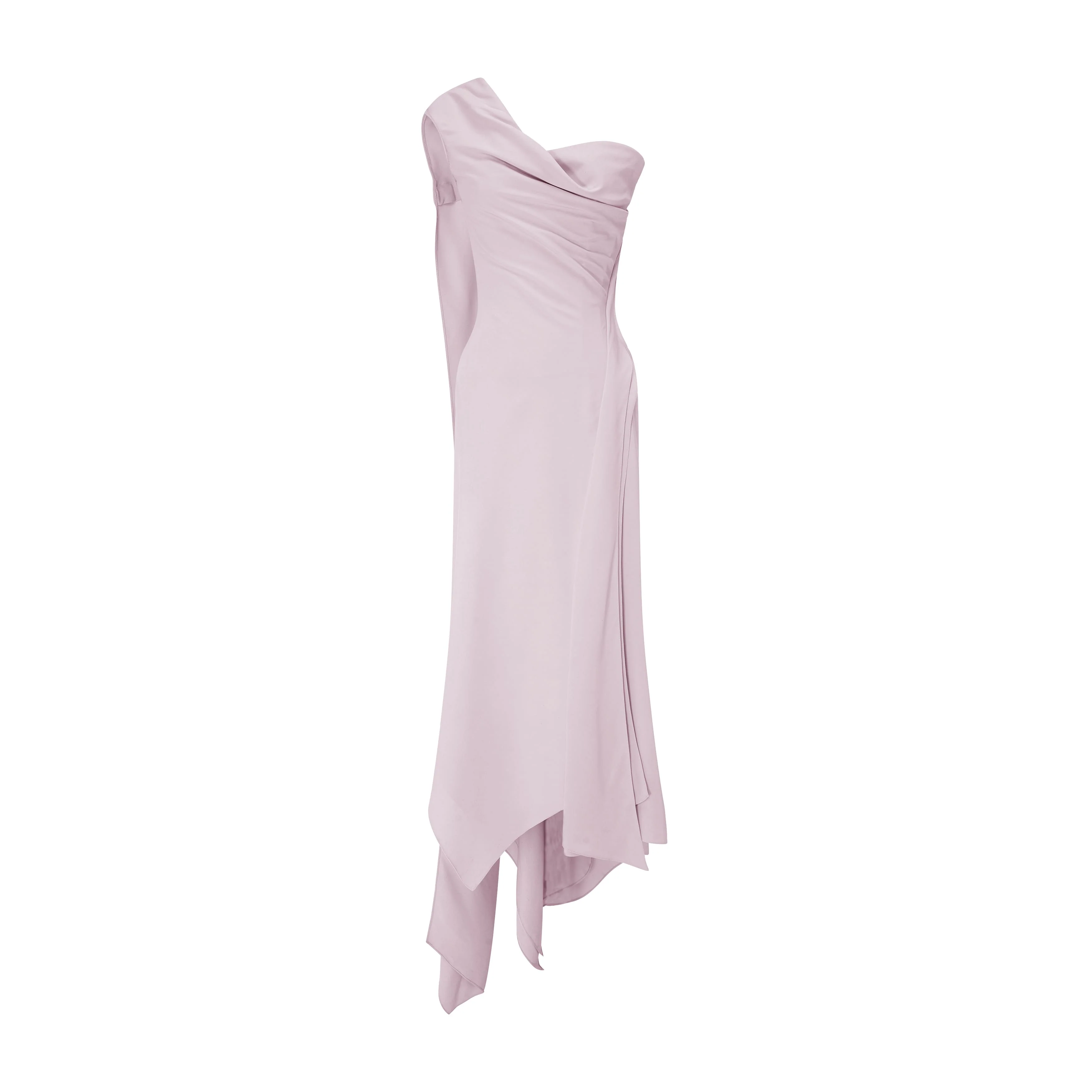 One Shoulder Crepe Dress With Wiring Outline - Image 5