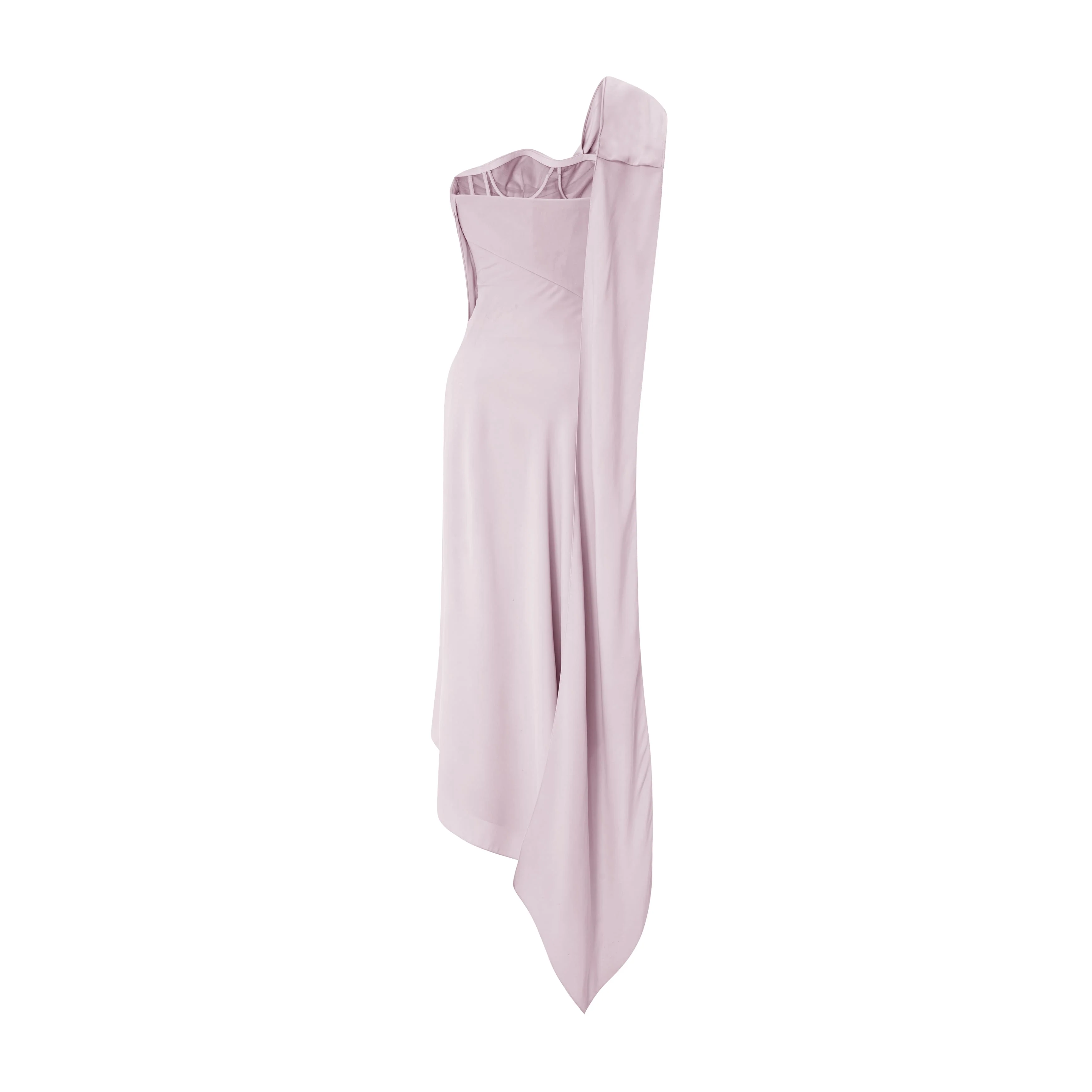One Shoulder Crepe Dress With Wiring Outline - Image 6