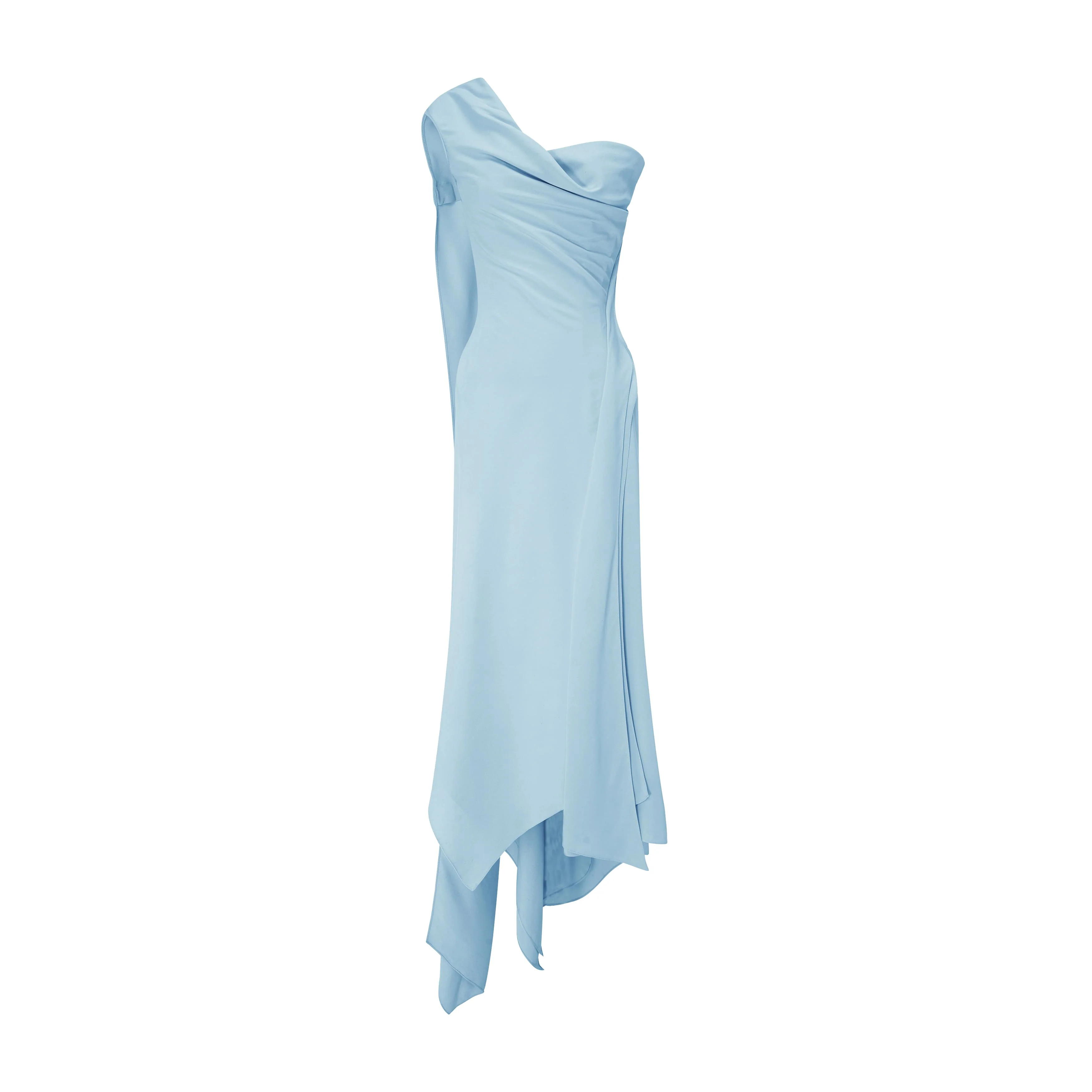 One Shoulder Crepe Dress With Wiring Outline - Image 7