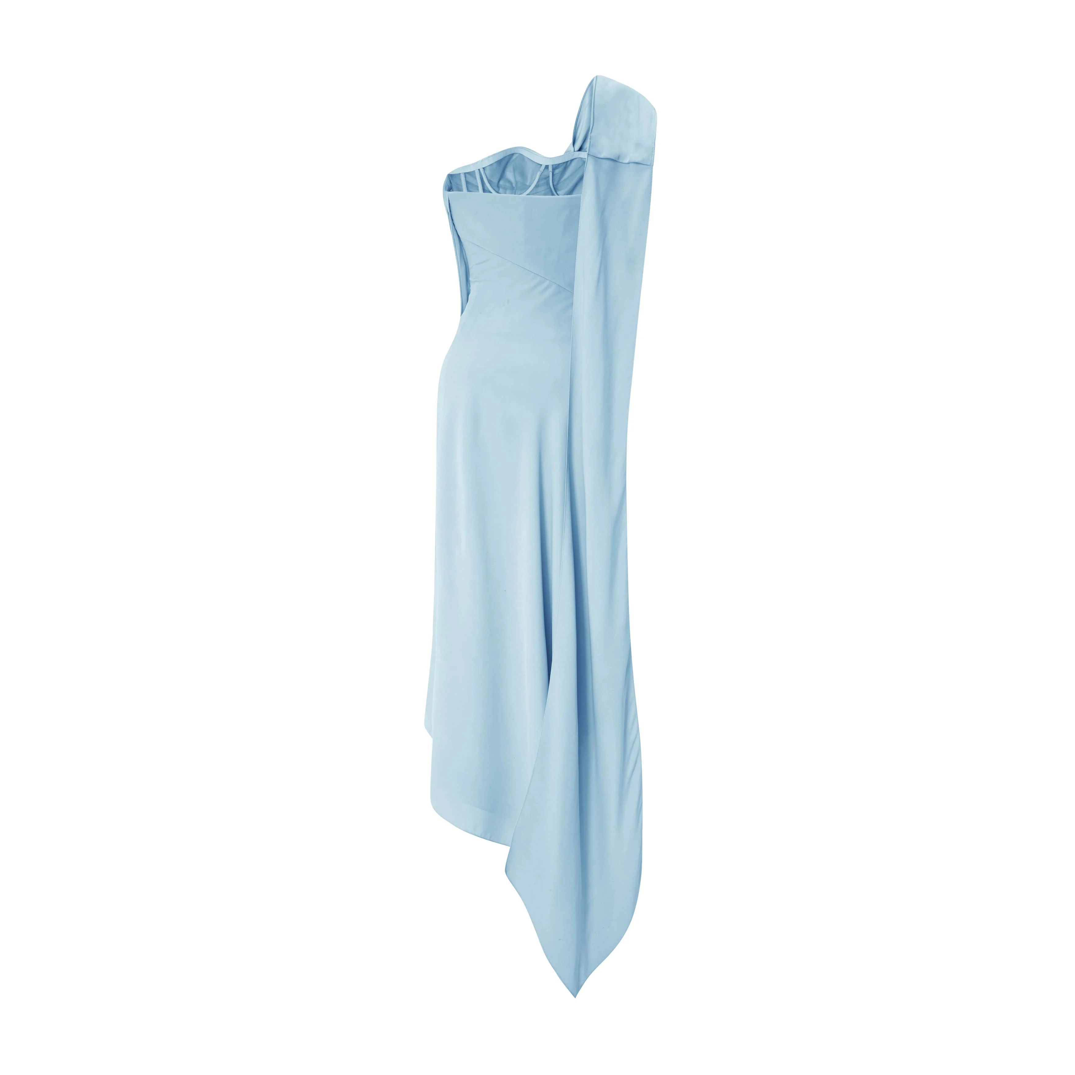 One Shoulder Crepe Dress With Wiring Outline - Image 8
