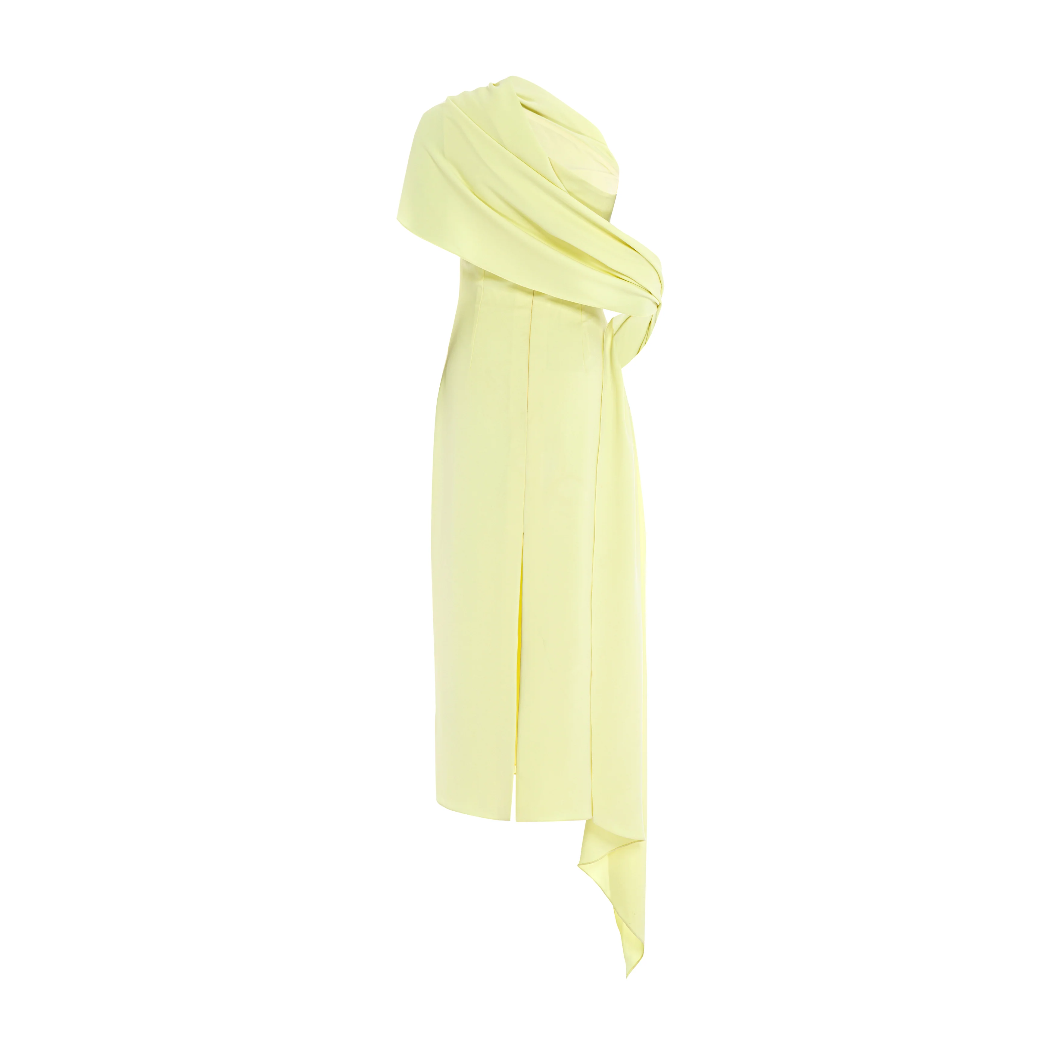 One shoulder Crepe gown with cape - Image 3