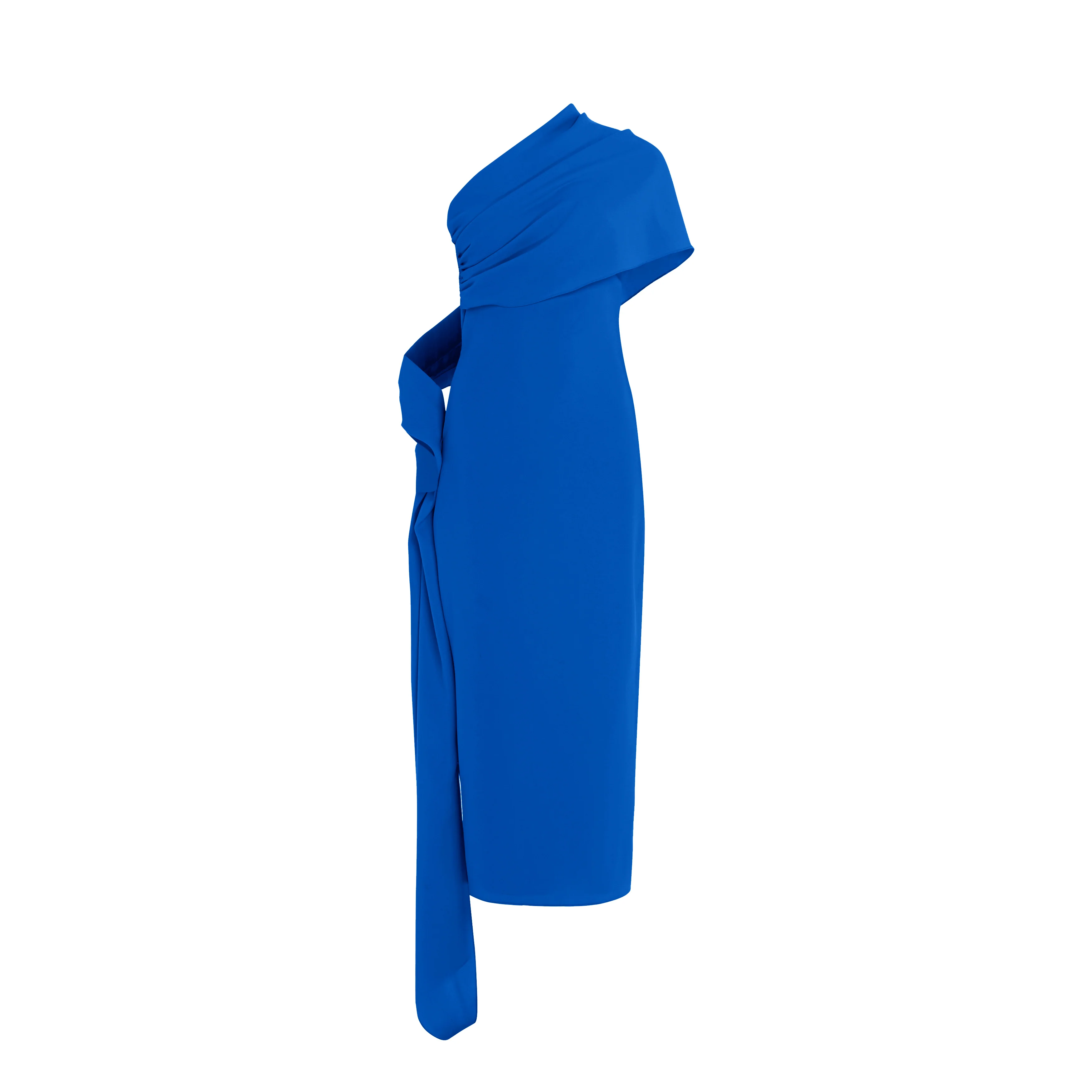 One shoulder Crepe gown with cape - Image 4
