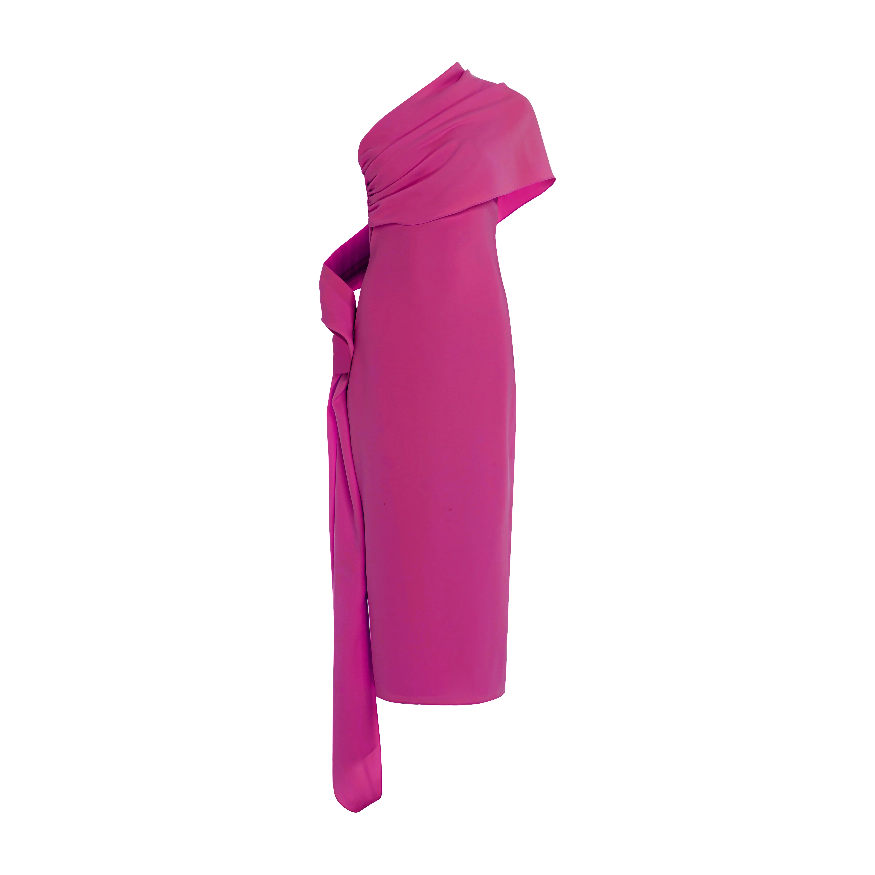 One shoulder Crepe gown with cape - Image 6