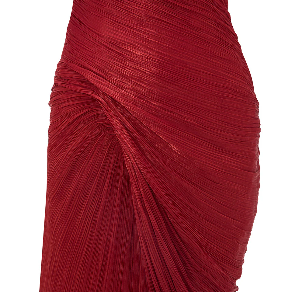 ONE SHOULDER DRAPED SILK ROSEYA HAND PLEATED GOWN - Image 6