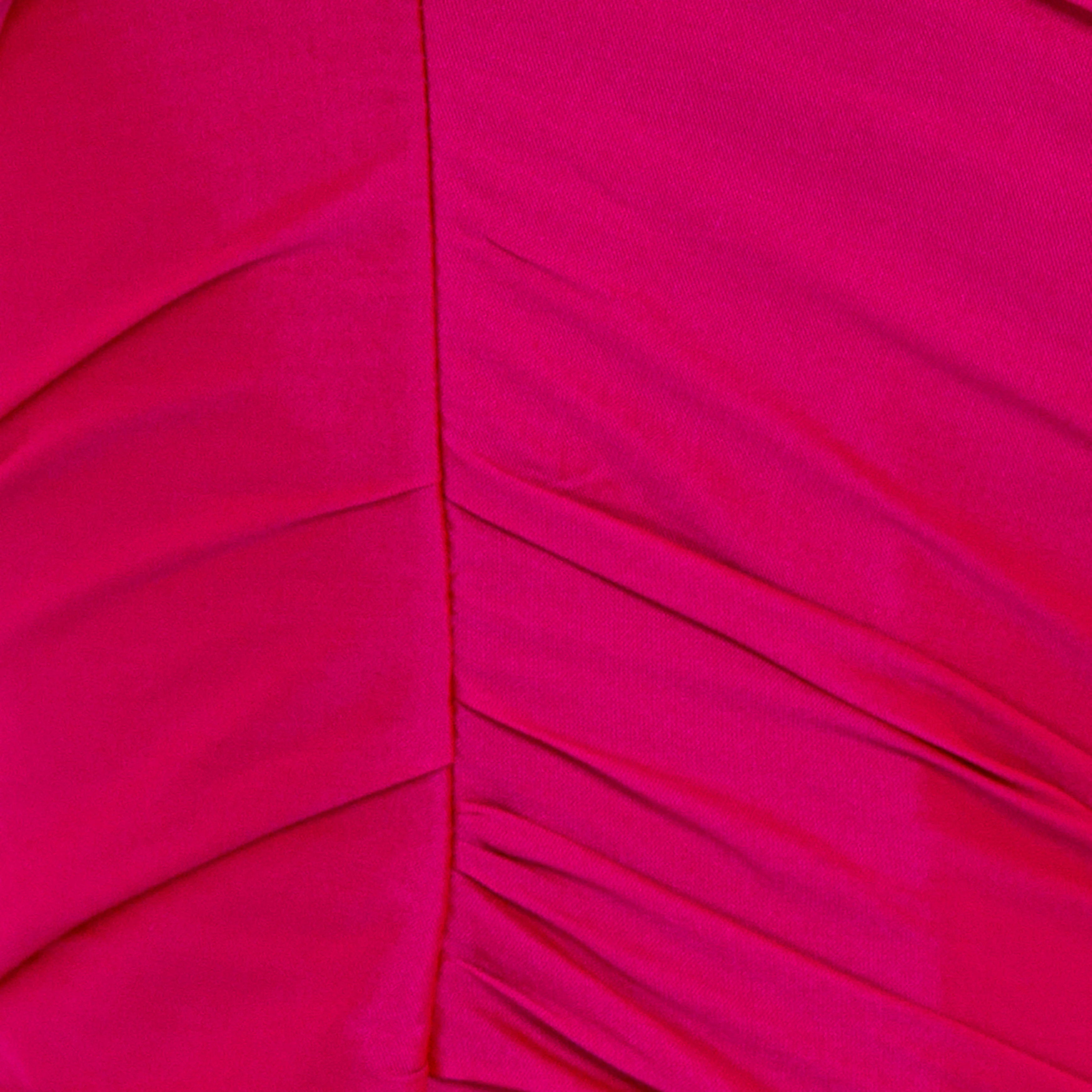 One shoulder draped tafeta gown with slit - Image 8