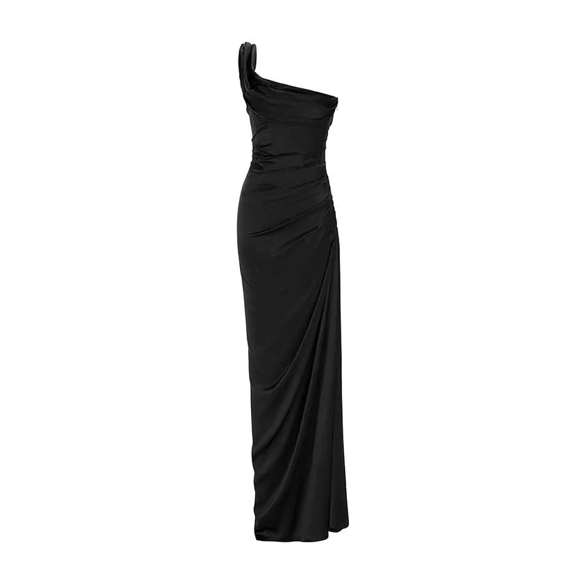 ONE STRIPED SLEEVE SILKY SATIN GOWN - Image 6