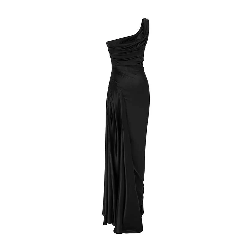 ONE STRIPED SLEEVE SILKY SATIN GOWN - Image 7