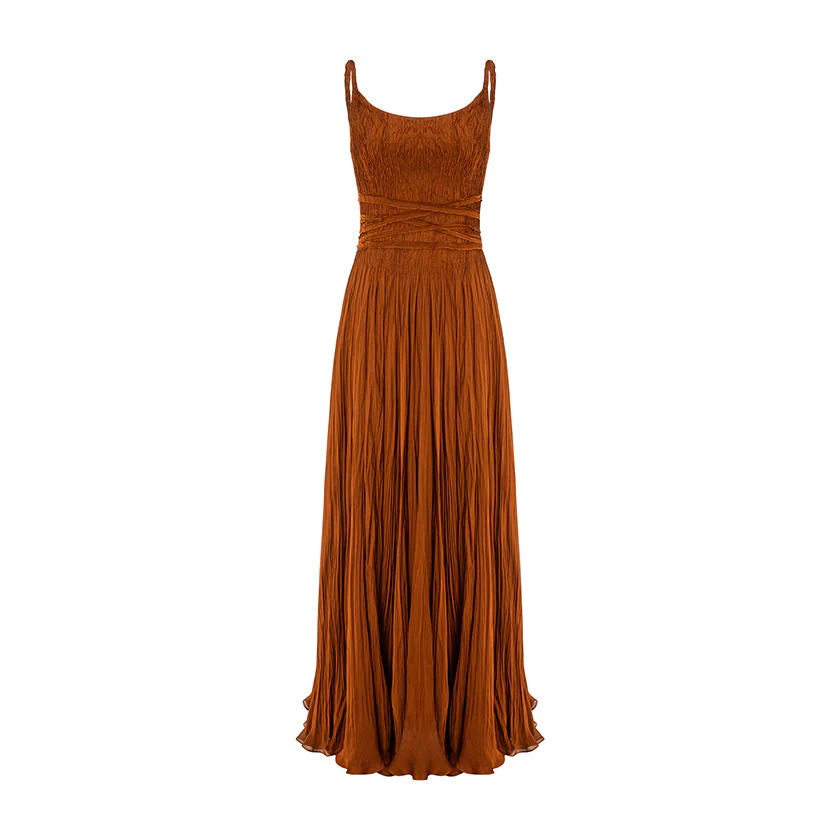 Pleated Chiffon Silk Dress