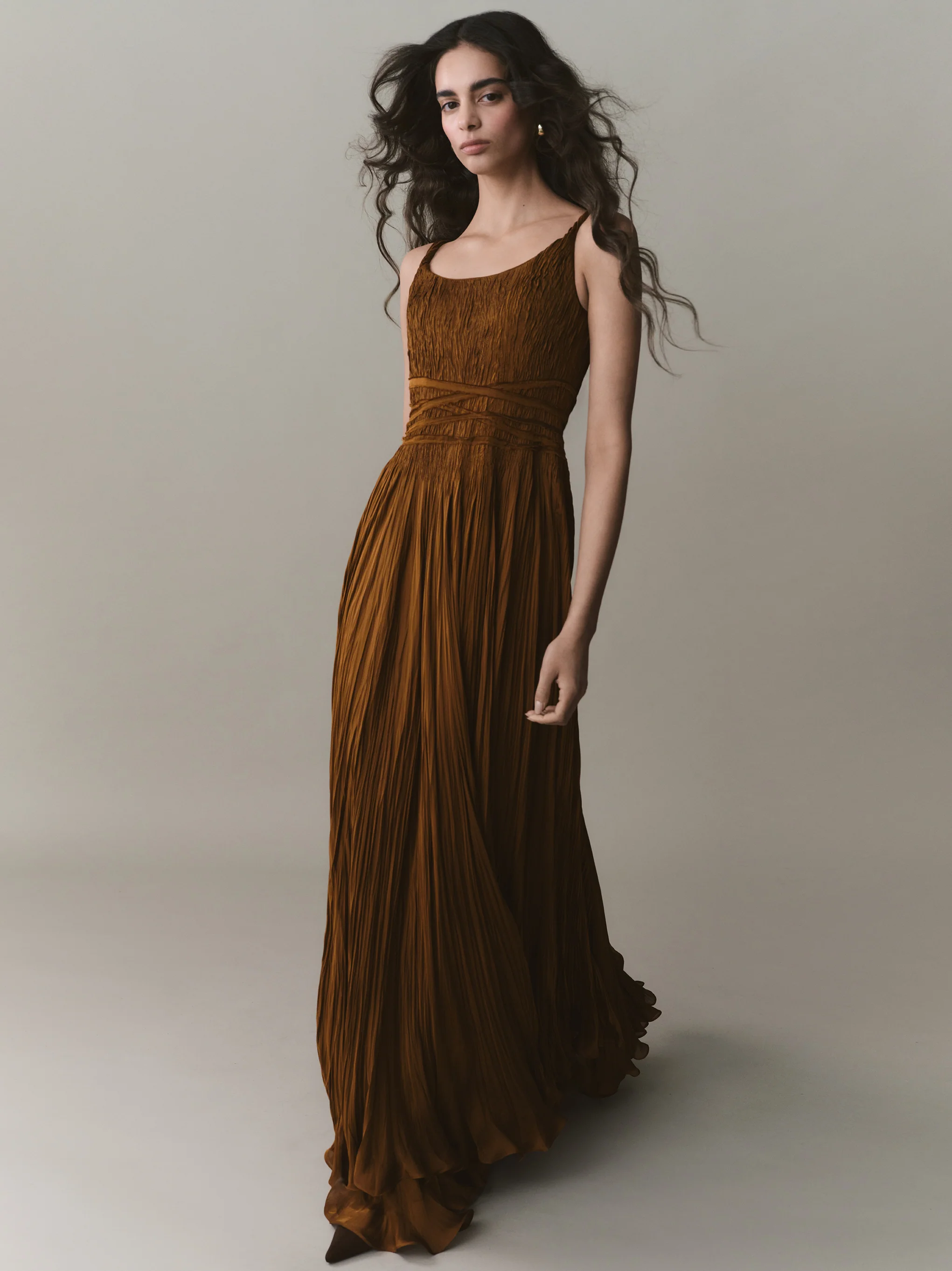 Pleated Chiffon Silk Dress - Image 2