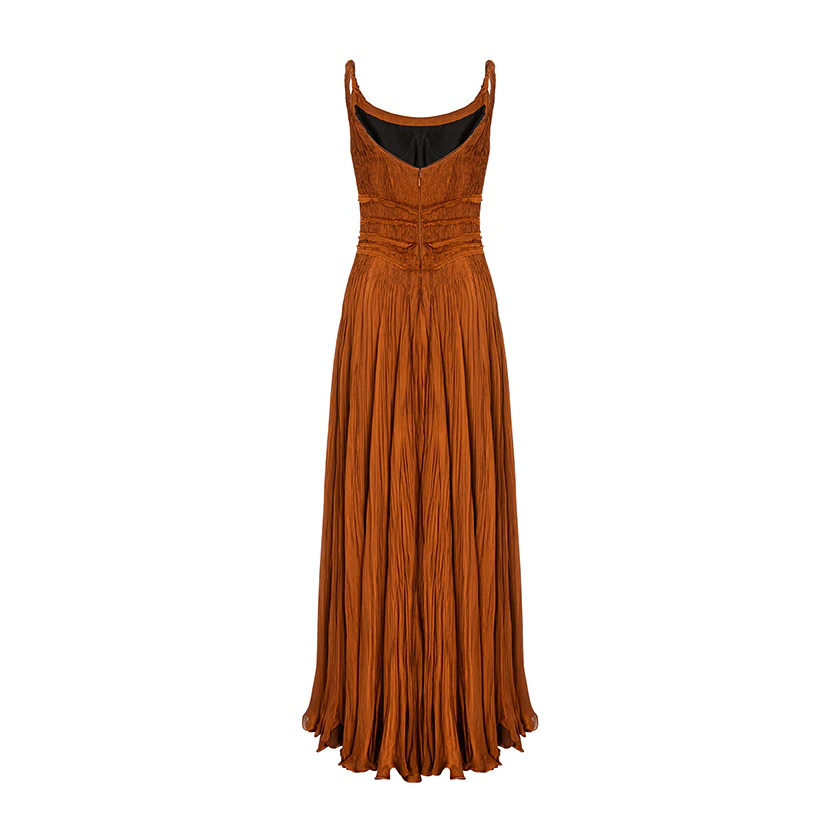 Pleated Chiffon Silk Dress - Image 3