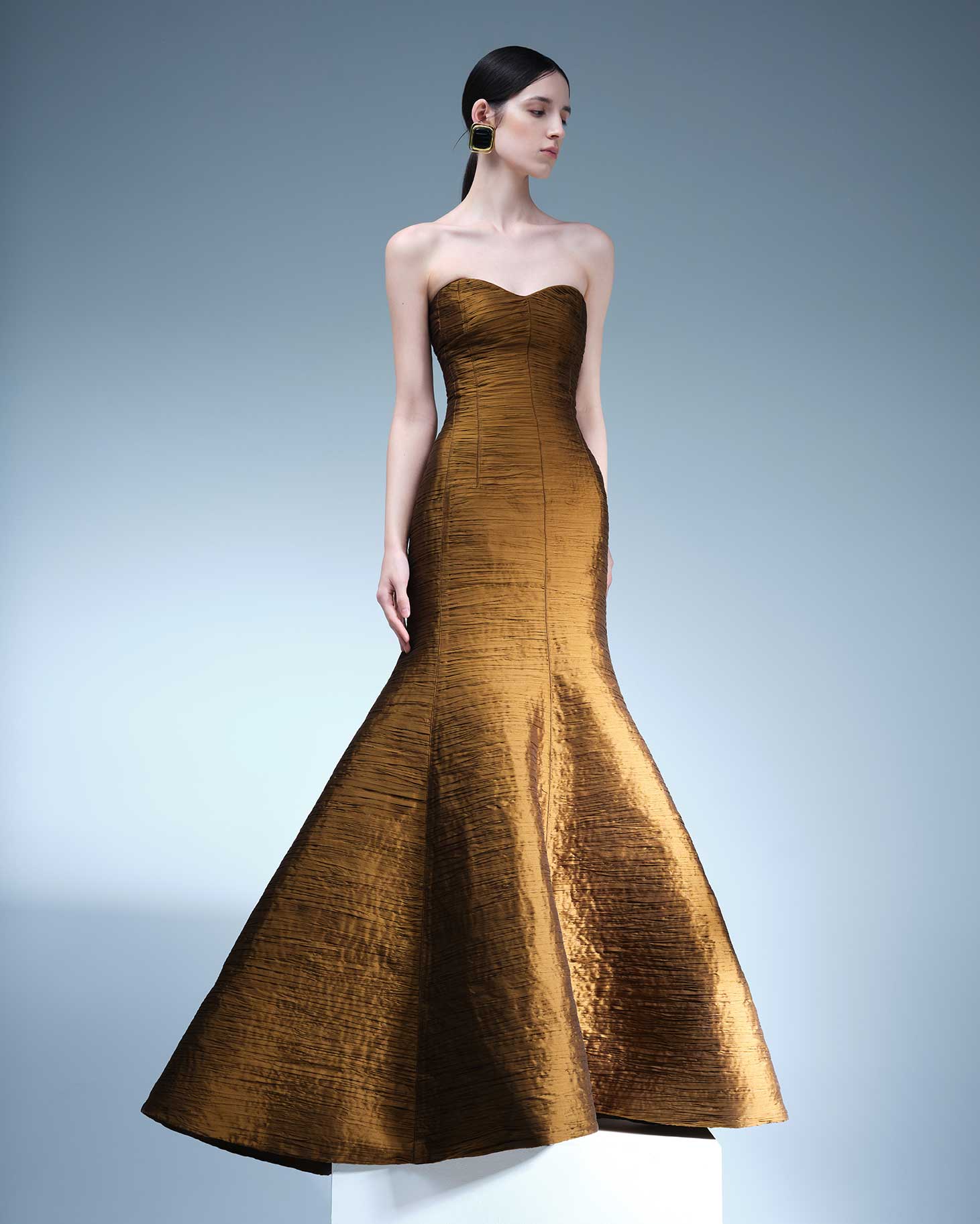 PLEATED FISH TAIL CUT GOWN - Image 2