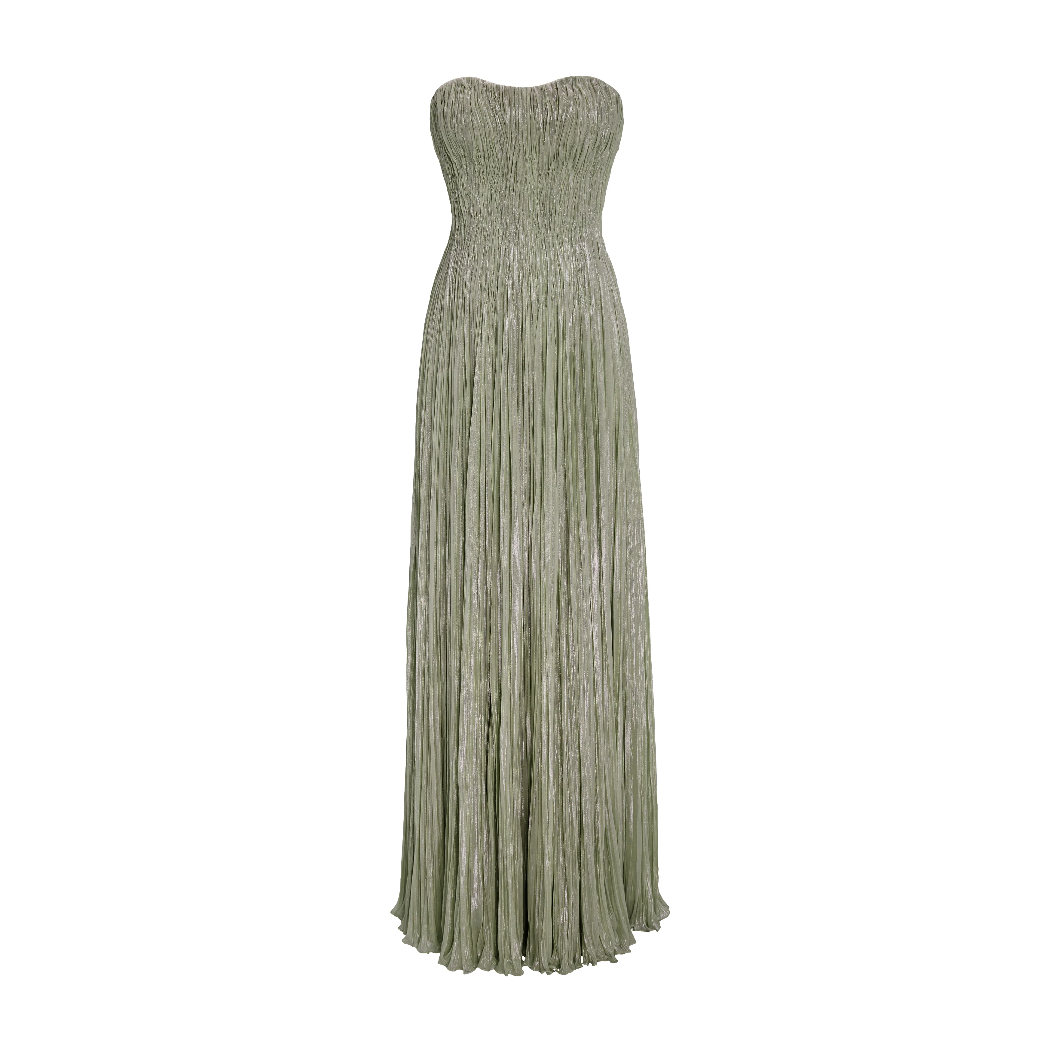 Pleated Foil Fabric Silk Gown - Image 10