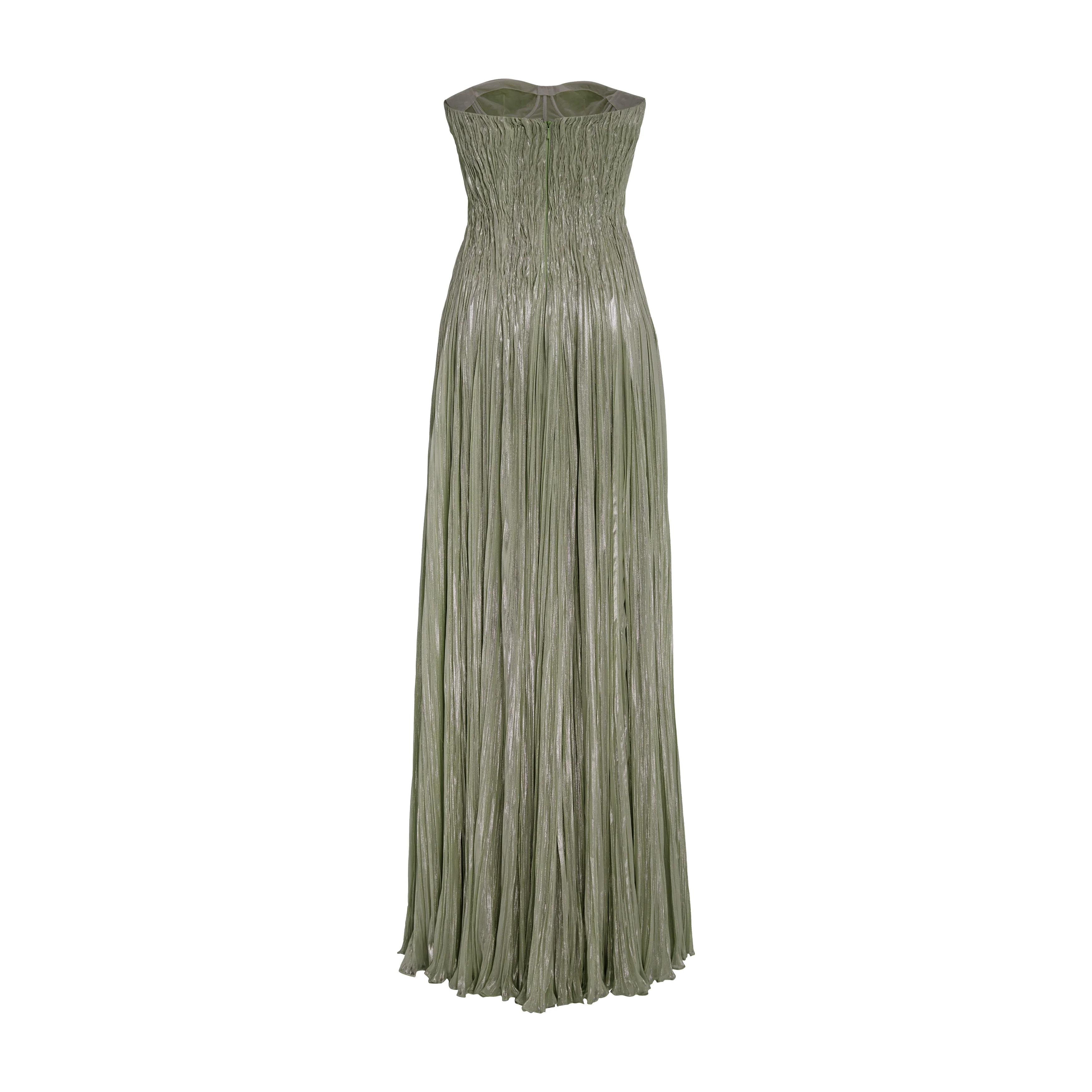 Pleated Foil Fabric Silk Gown - Image 11