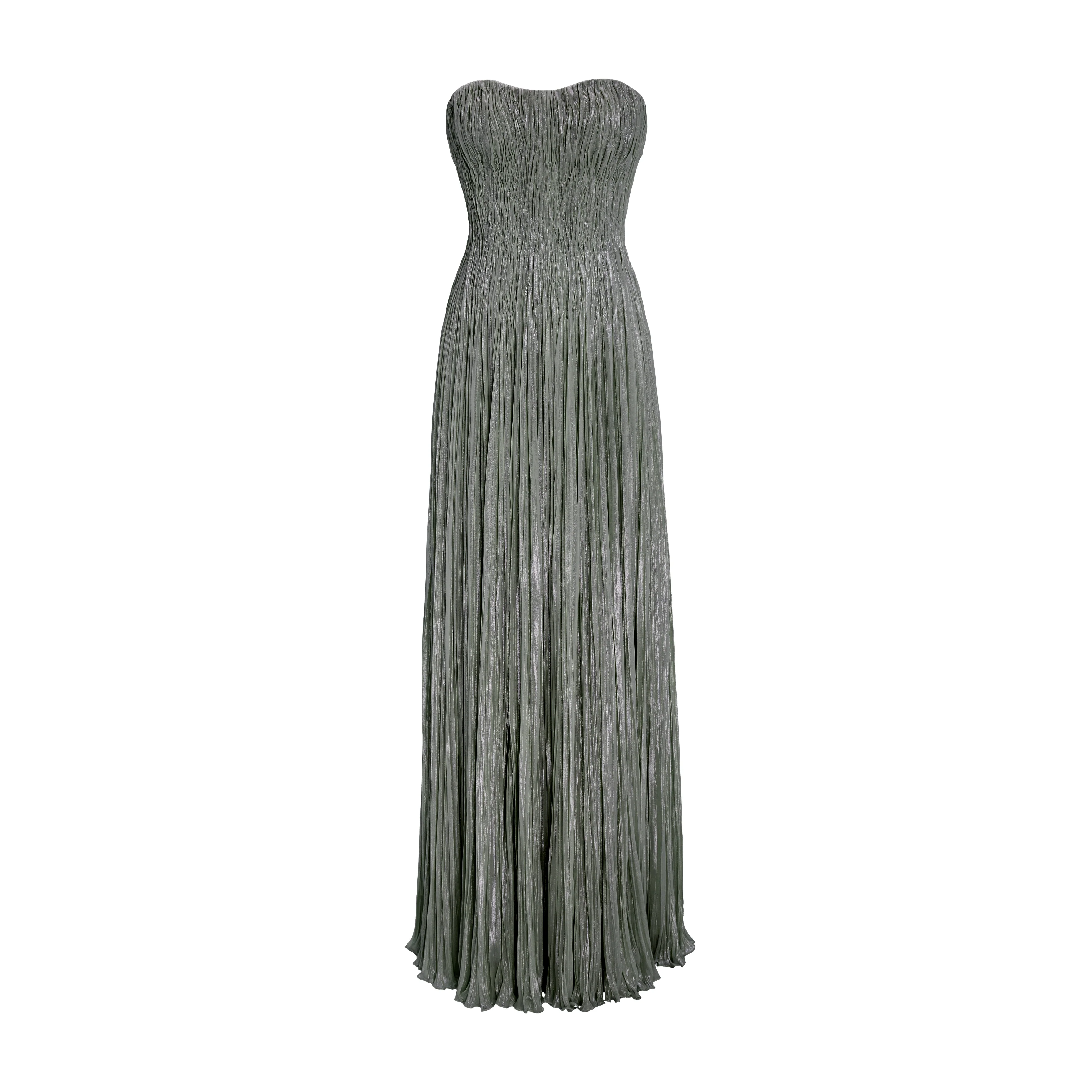Pleated Foil Fabric Silk Gown - Image 12