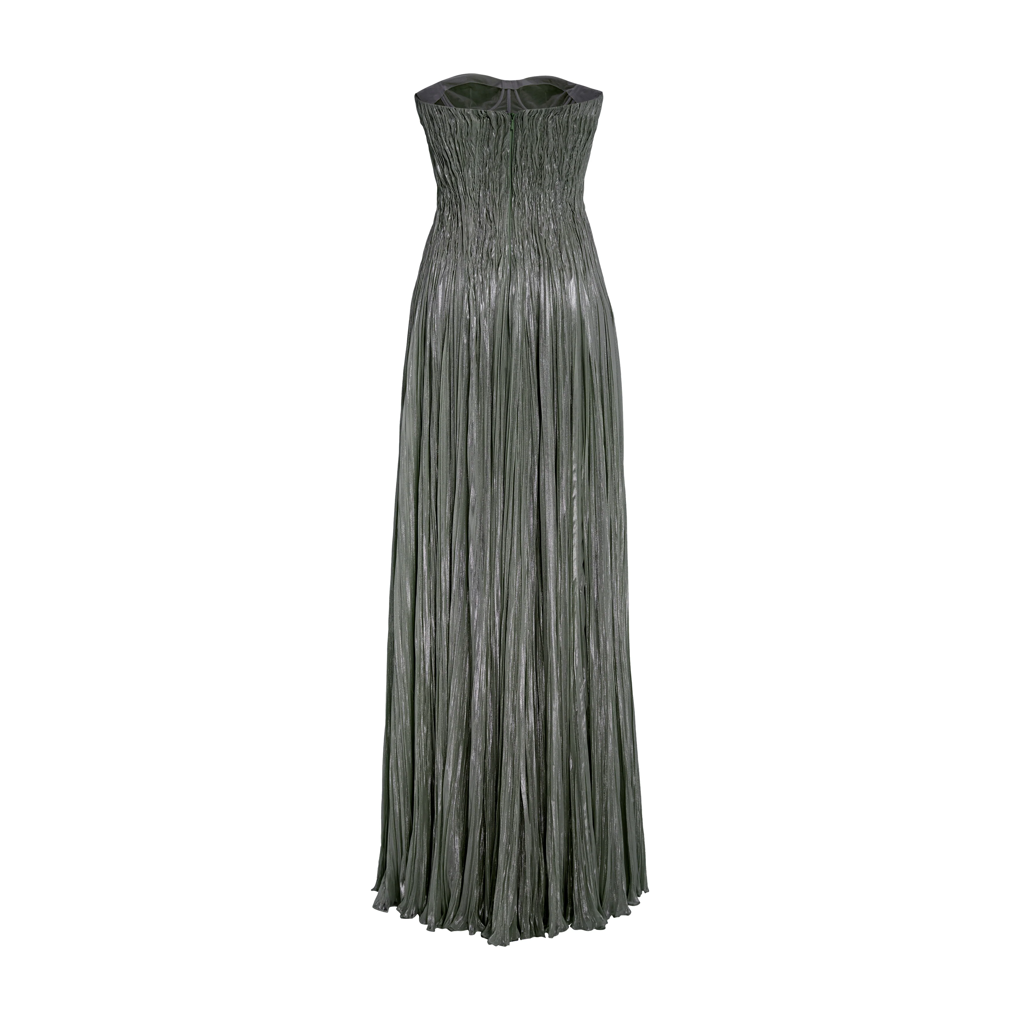 Pleated Foil Fabric Silk Gown - Image 13