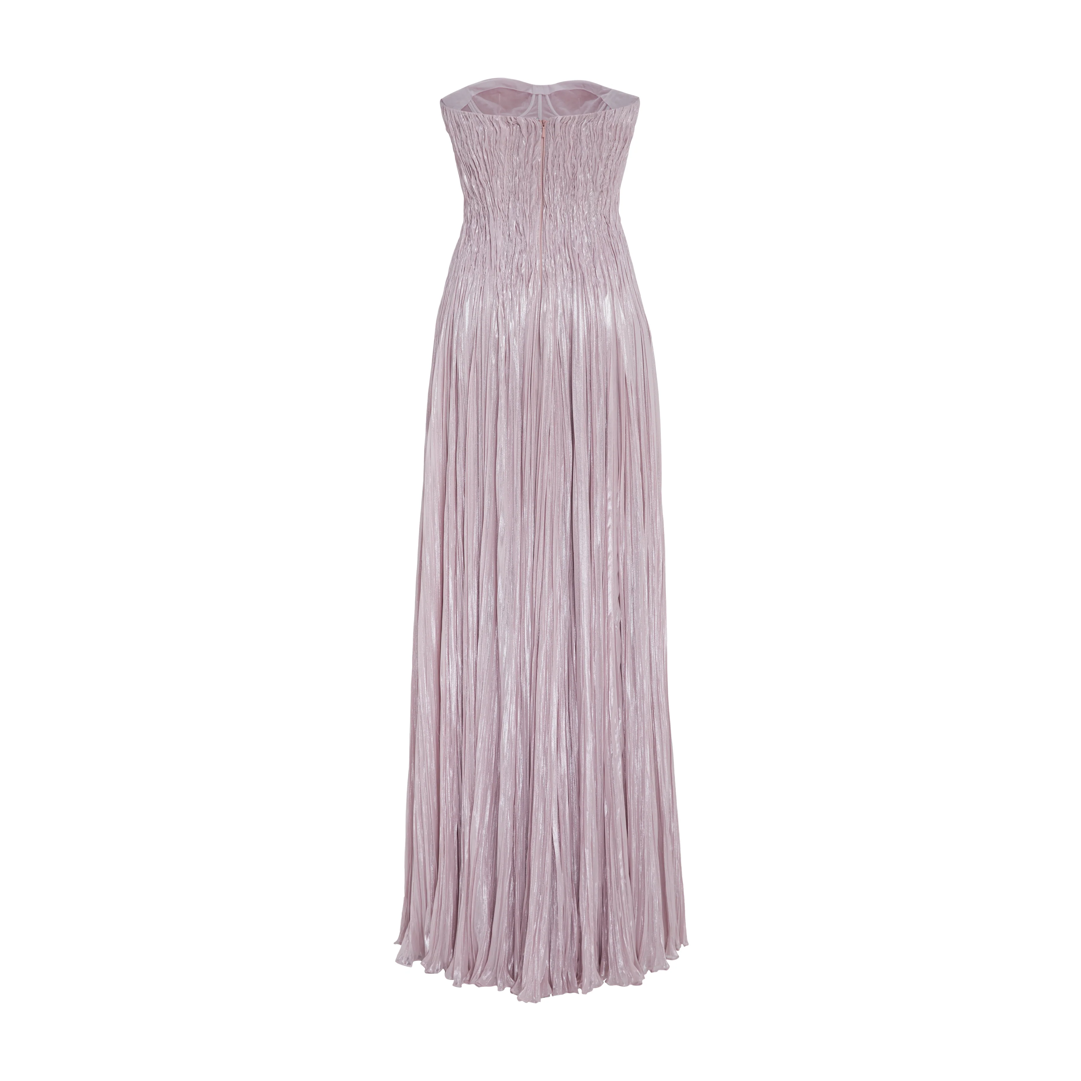 Pleated Foil Fabric Silk Gown - Image 3