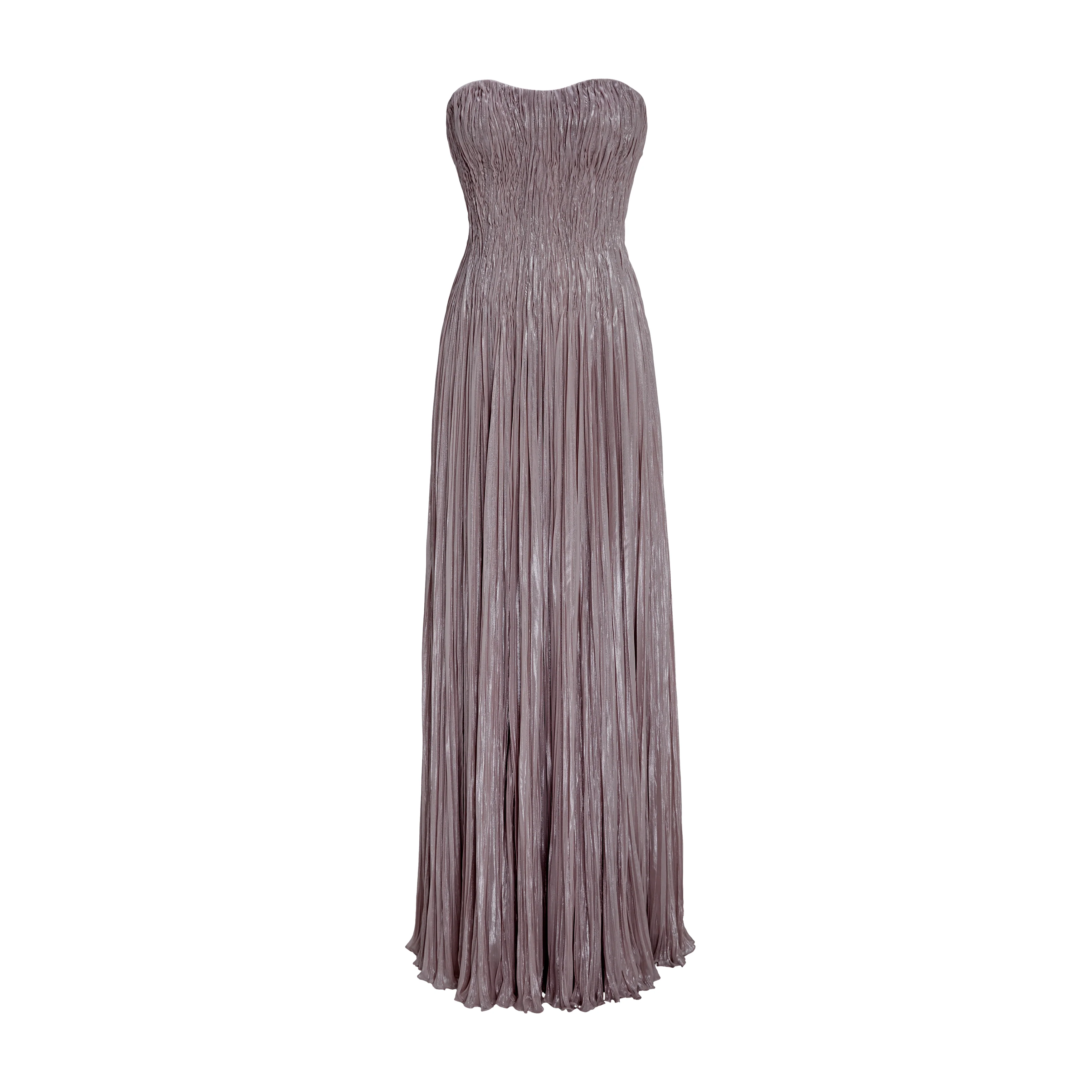 Pleated Foil Fabric Silk Gown - Image 4