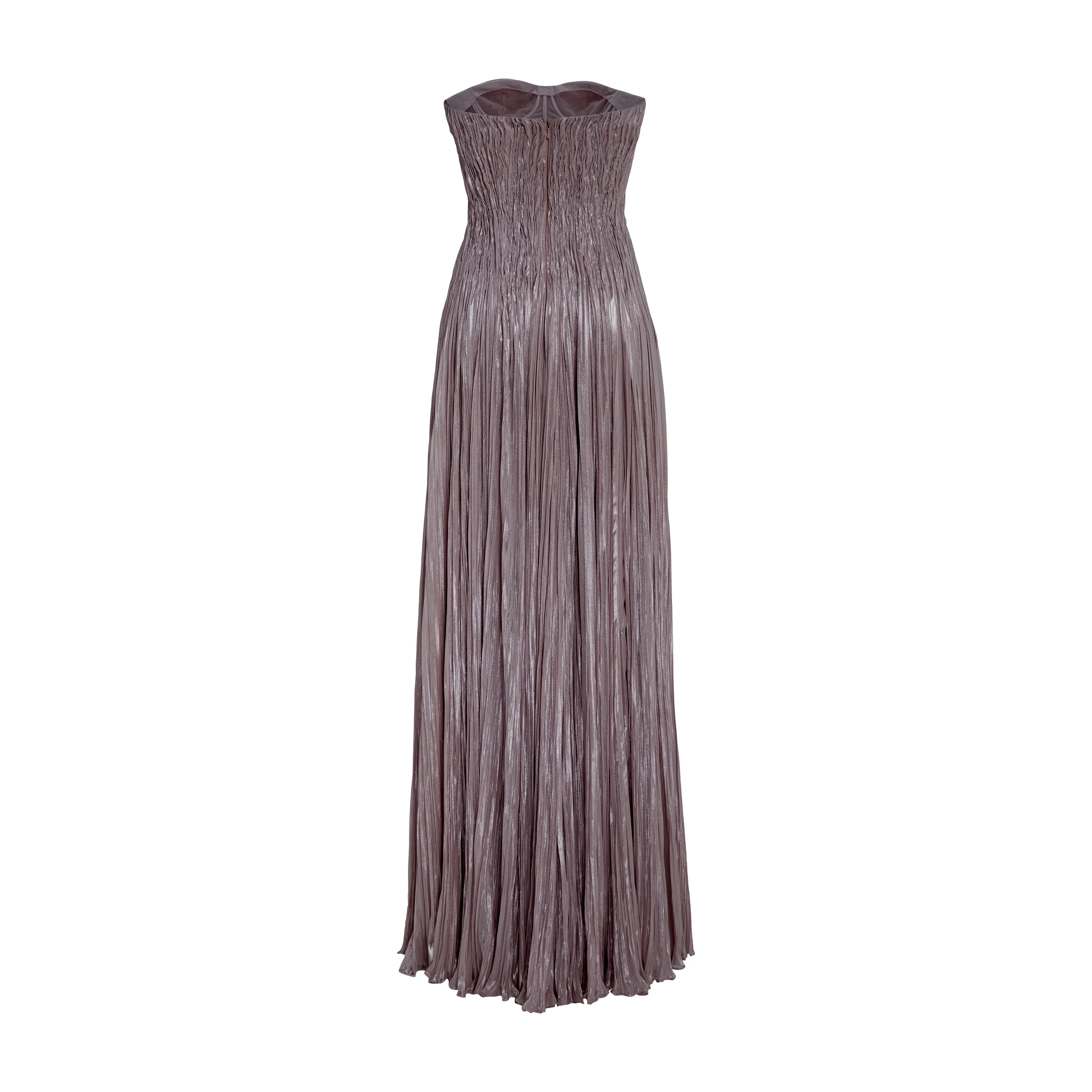 Pleated Foil Fabric Silk Gown - Image 5