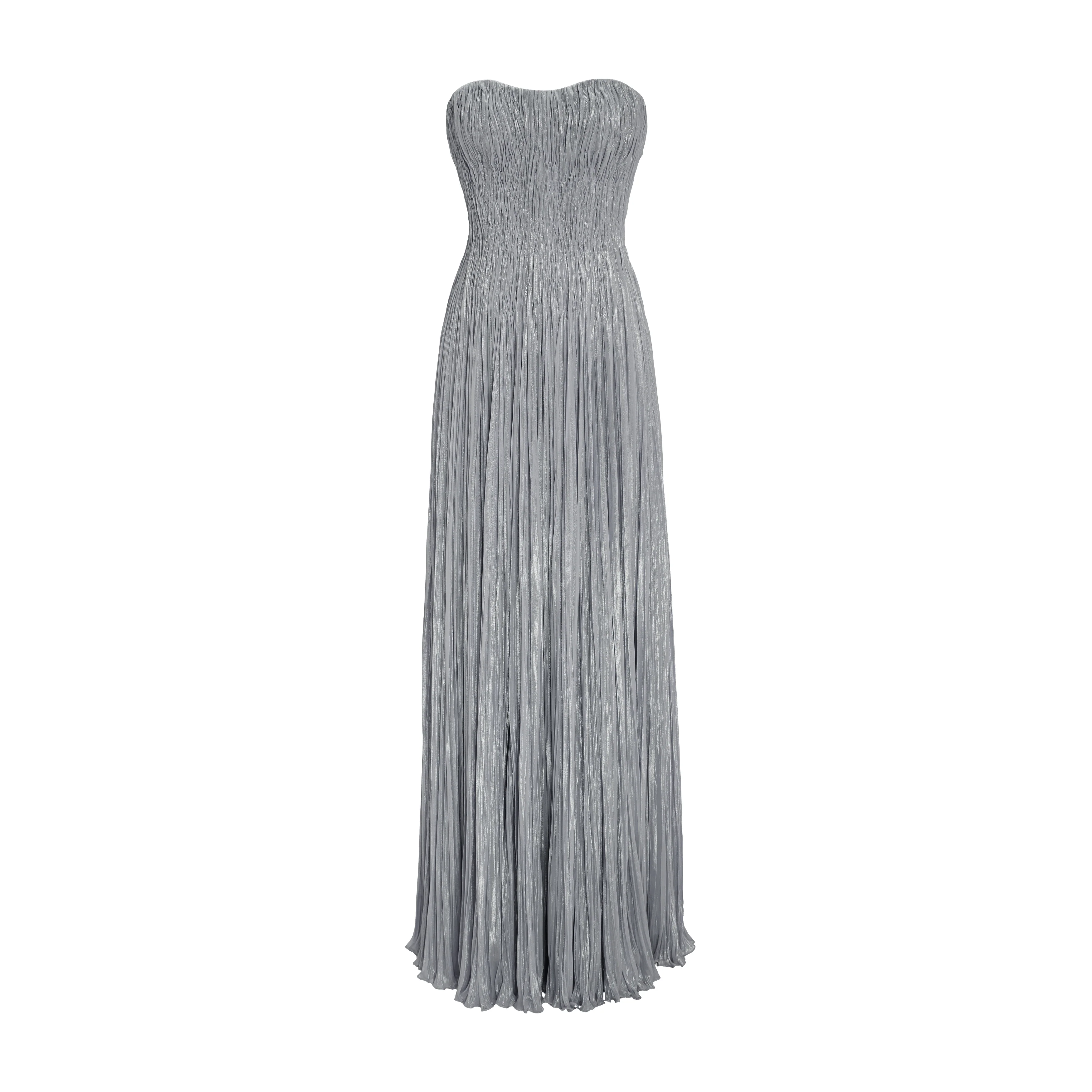 Pleated Foil Fabric Silk Gown - Image 6