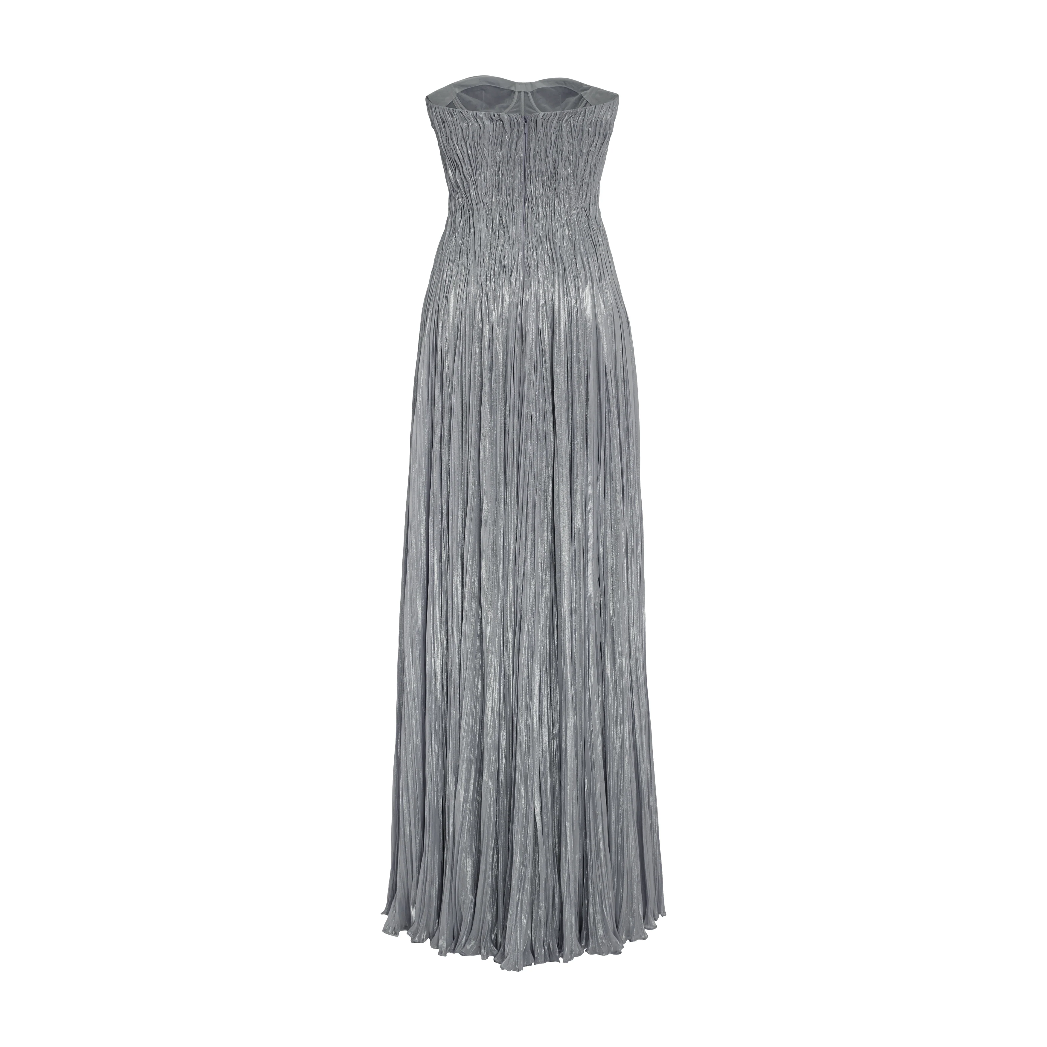 Pleated Foil Fabric Silk Gown - Image 7