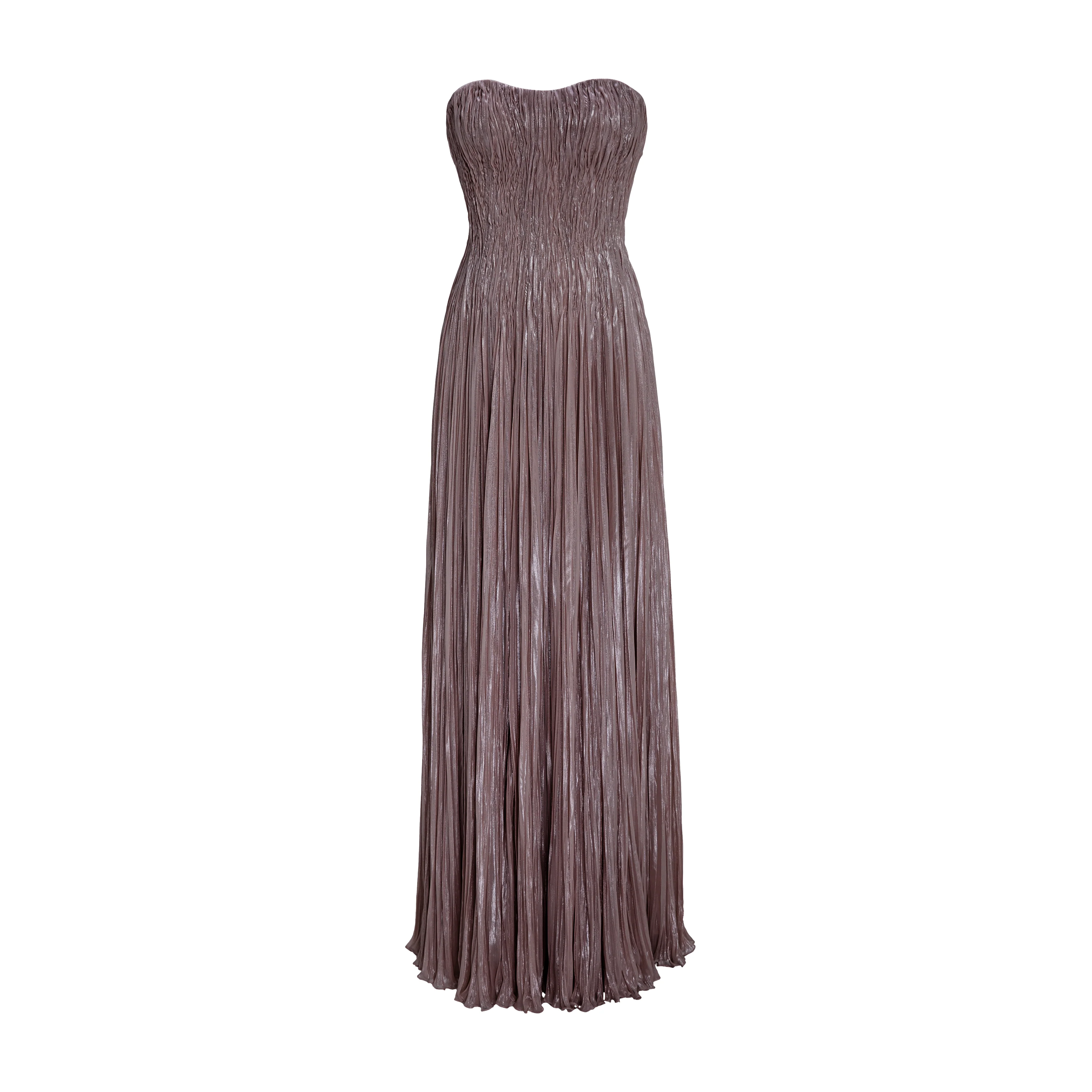 Pleated Foil Fabric Silk Gown - Image 8