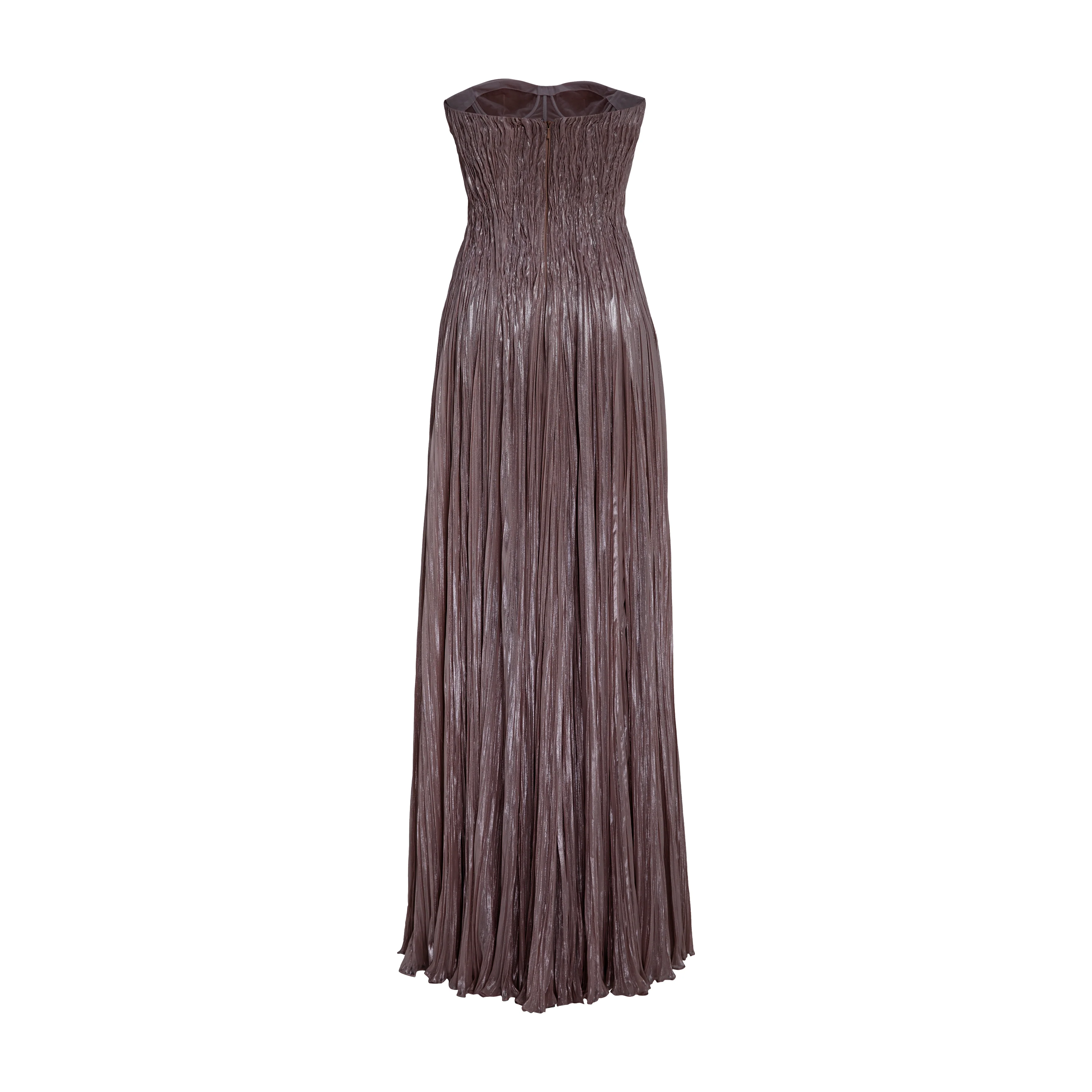 Pleated Foil Fabric Silk Gown - Image 9