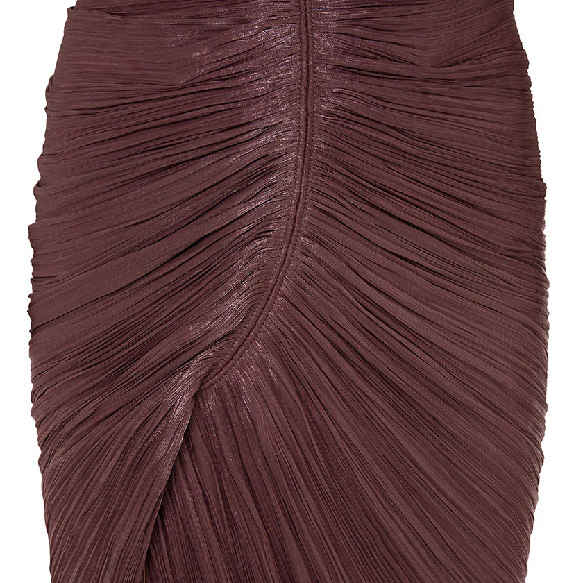 PLEATED OFF-SHOULDER GOWN WITH DETACHABLE CAPE - Image 7
