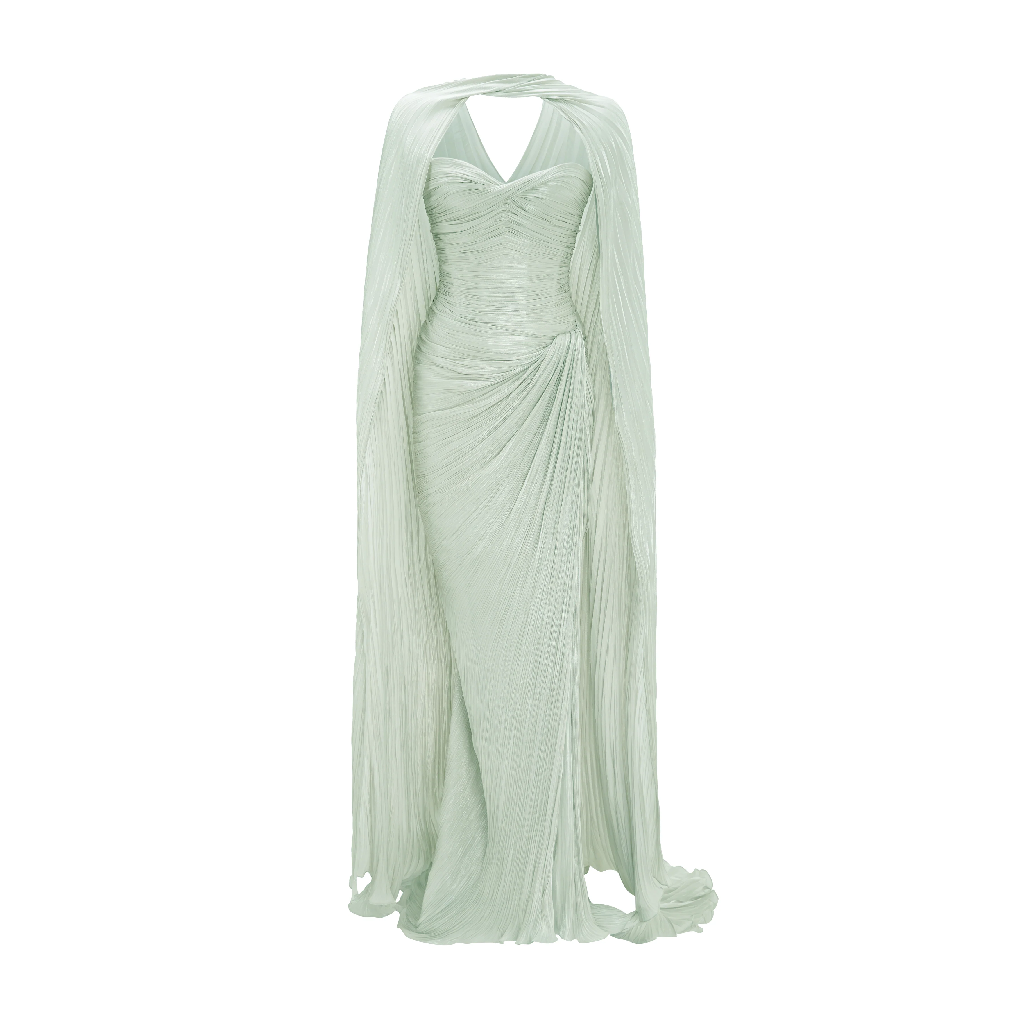 Pleated Silk Capelet Gown - Image 12