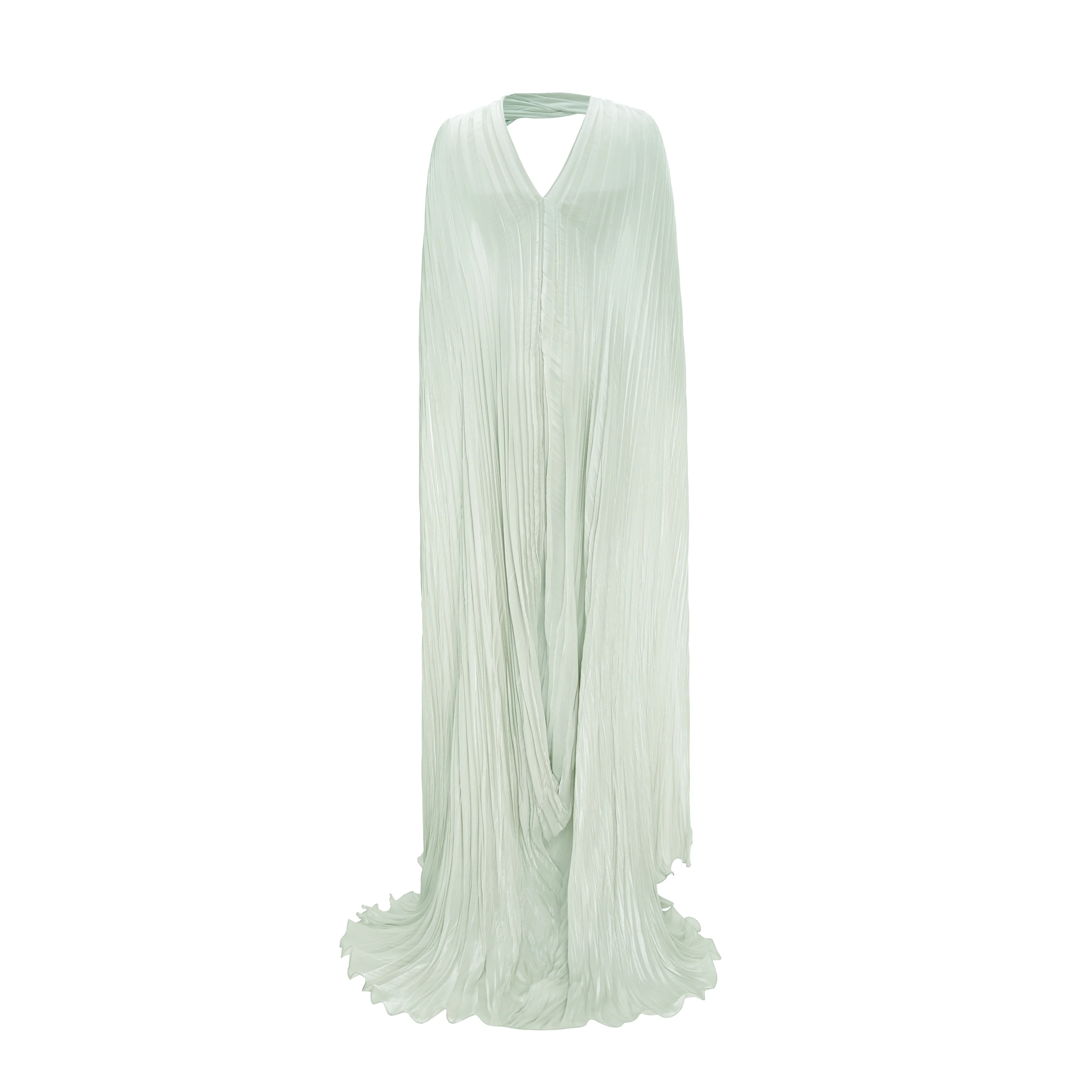 Pleated Silk Capelet Gown - Image 13