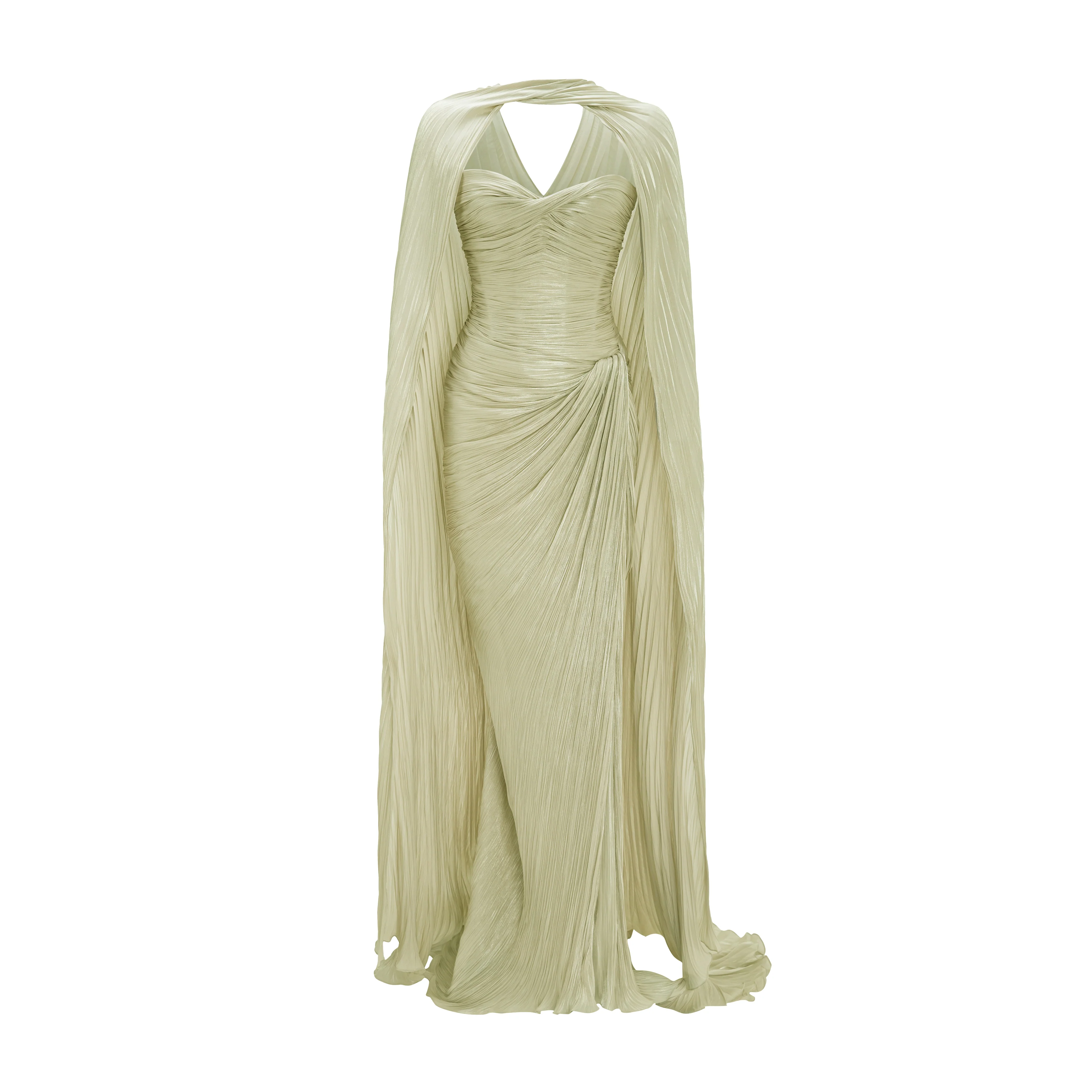 Pleated Silk Capelet Gown - Image 16