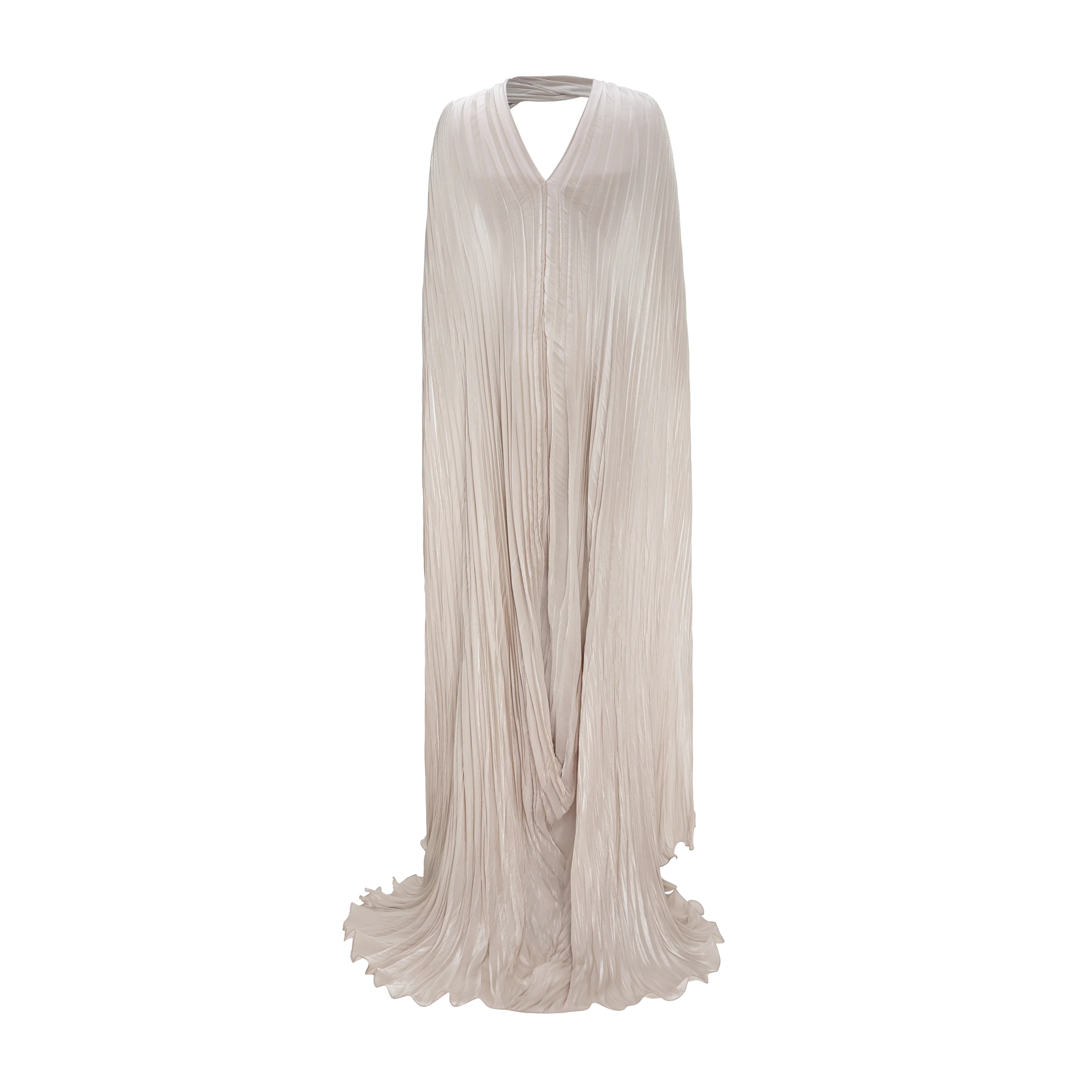Pleated Silk Capelet Gown - Image 3