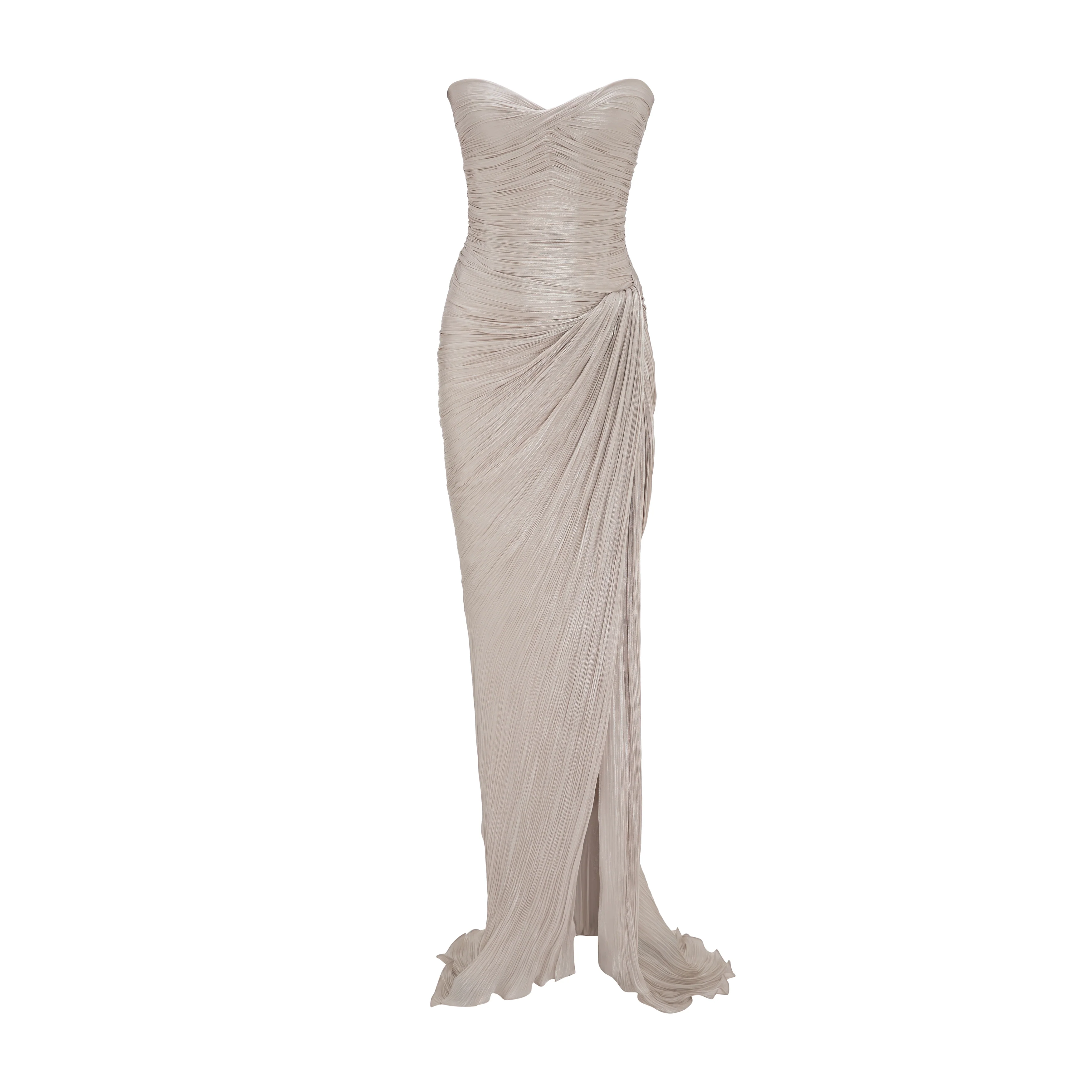 Pleated Silk Capelet Gown - Image 4