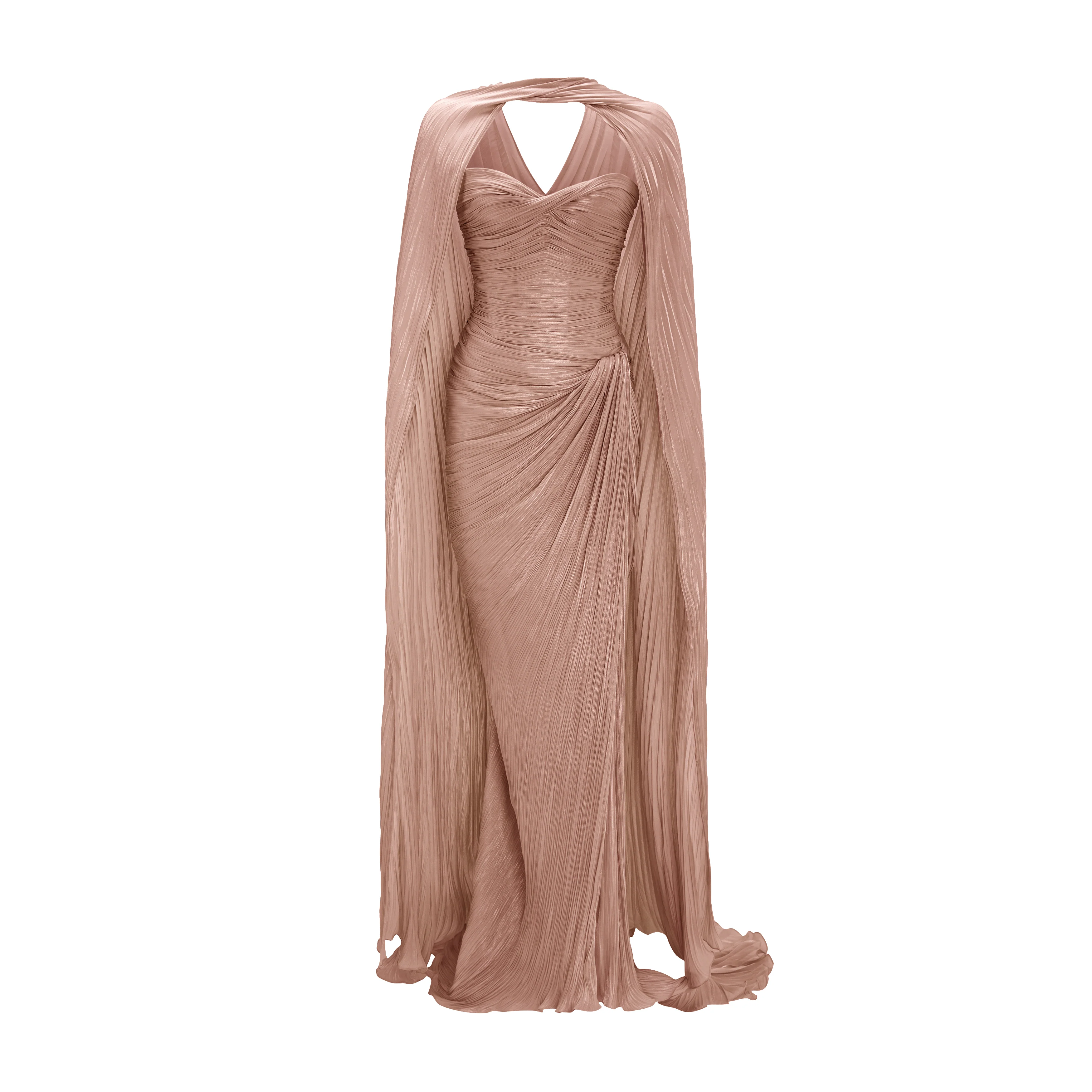 Pleated Silk Capelet Gown - Image 6