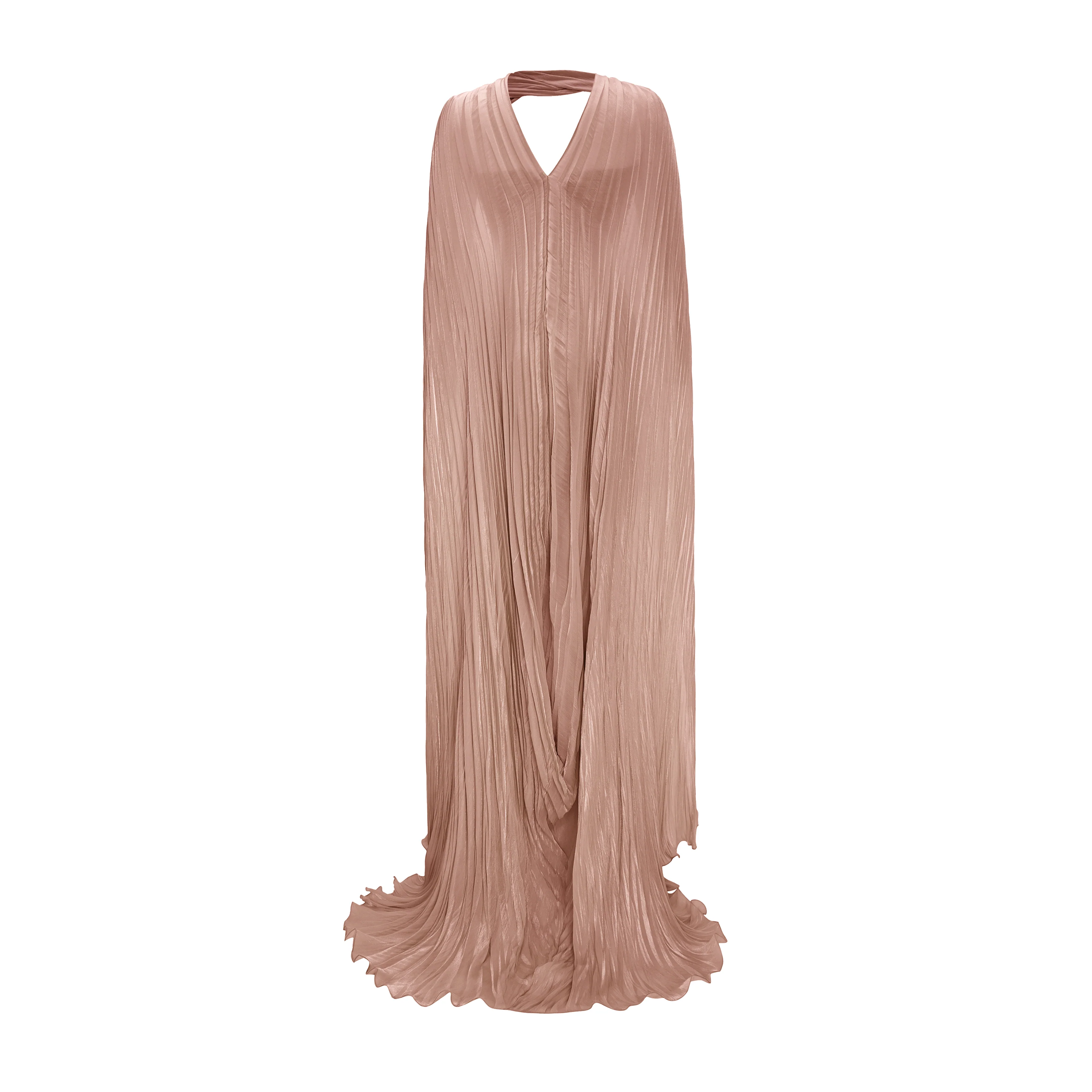 Pleated Silk Capelet Gown - Image 7