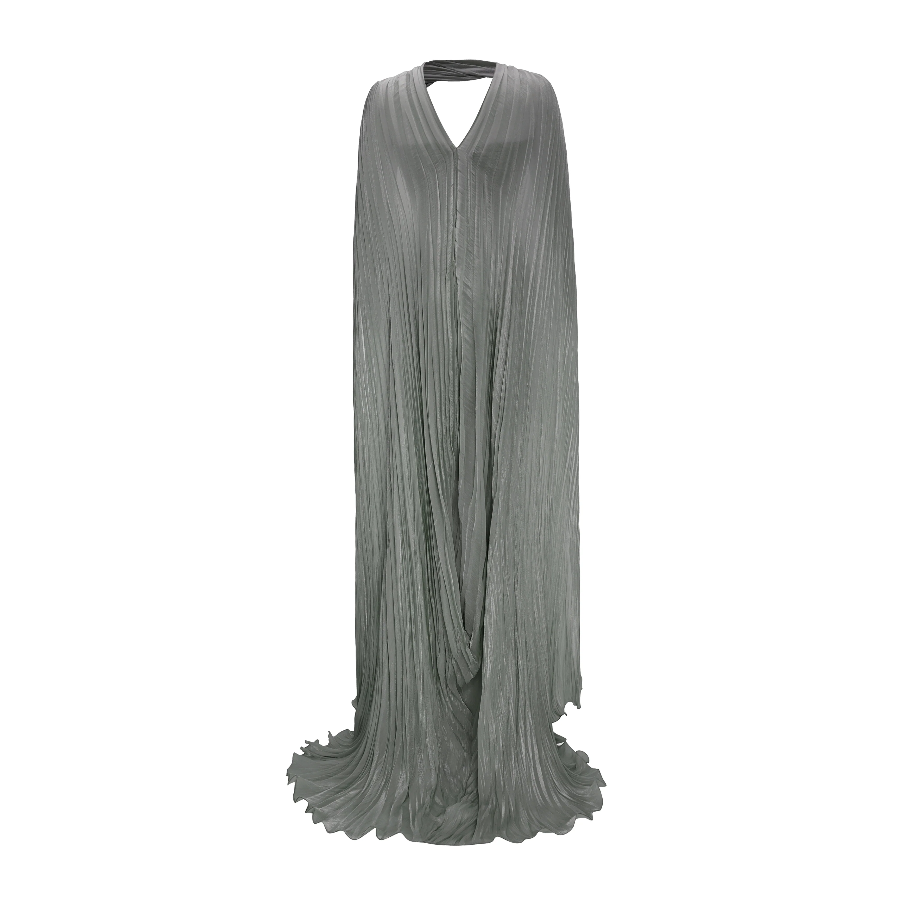 Pleated Silk Capelet Gown - Image 9