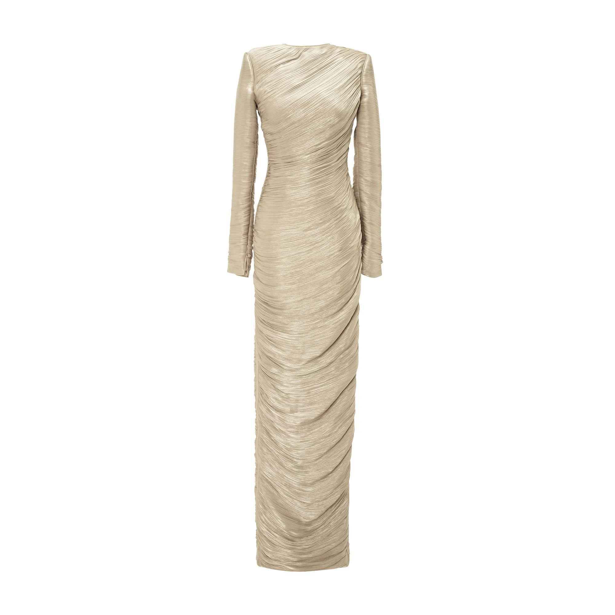 Pleated Silk Dress With Cape - Image 5