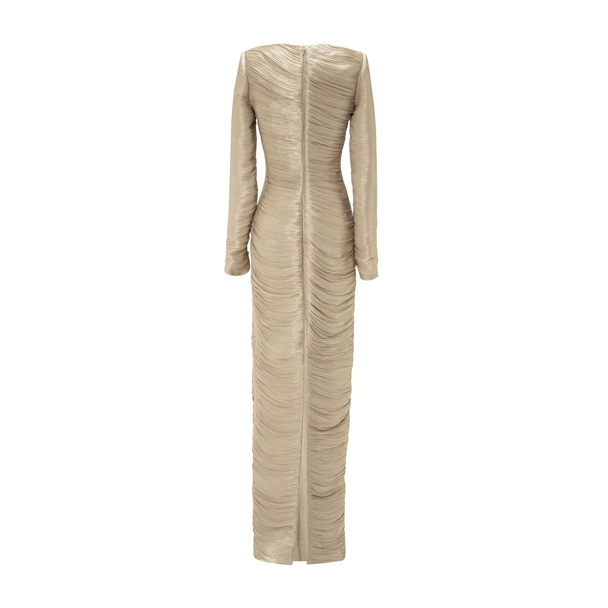 Pleated Silk Dress With Cape - Image 6