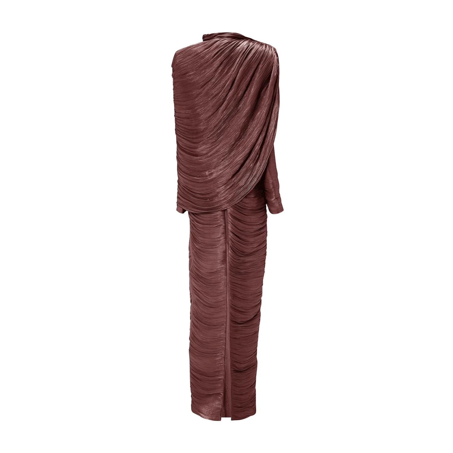 Pleated Silk Dress With Cape - Image 8