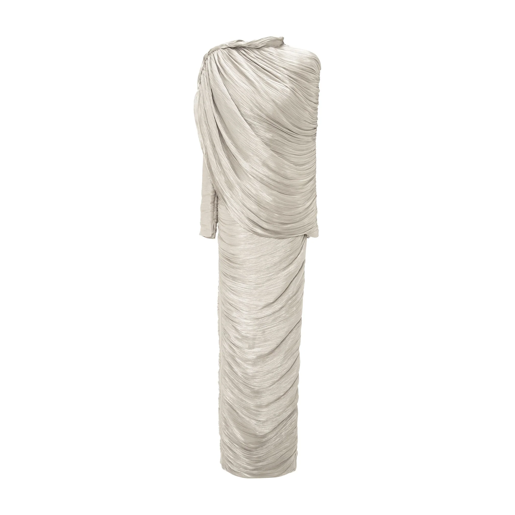 Pleated Silk Dress With Cape - Image 9