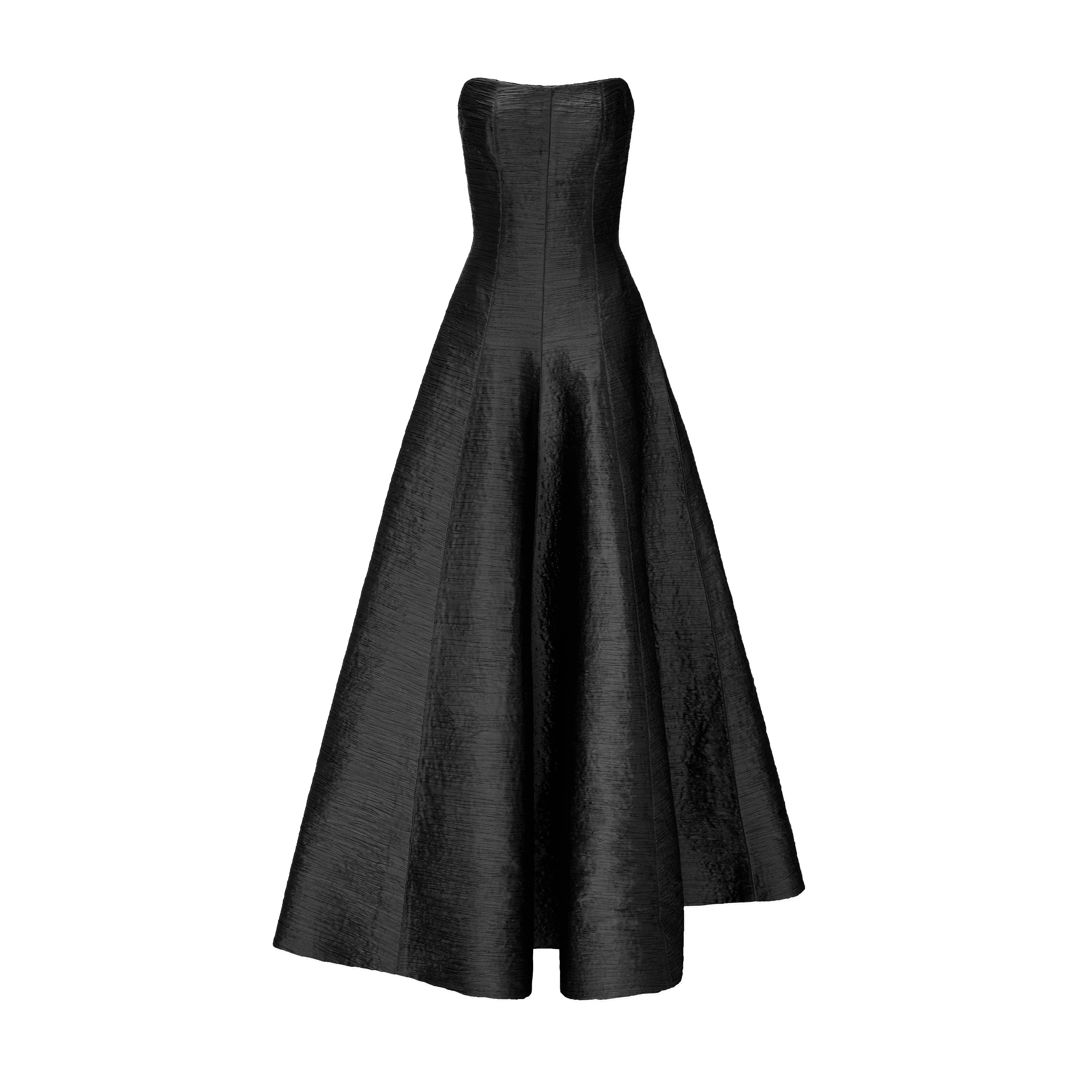 PLEATED STRAPLESS PANEL CUT GOWN - Image 6