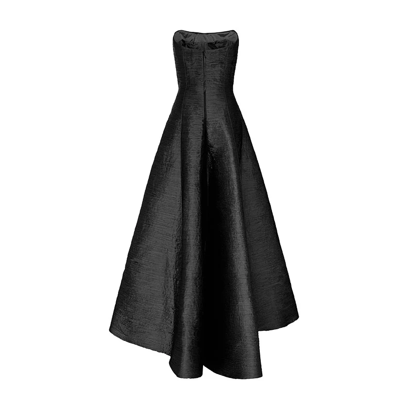PLEATED STRAPLESS PANEL CUT GOWN - Image 7