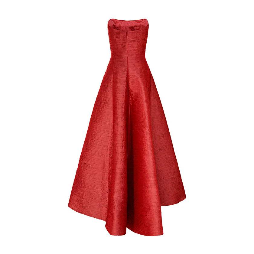 PLEATED STRAPLESS PANEL CUT GOWN - Image 8