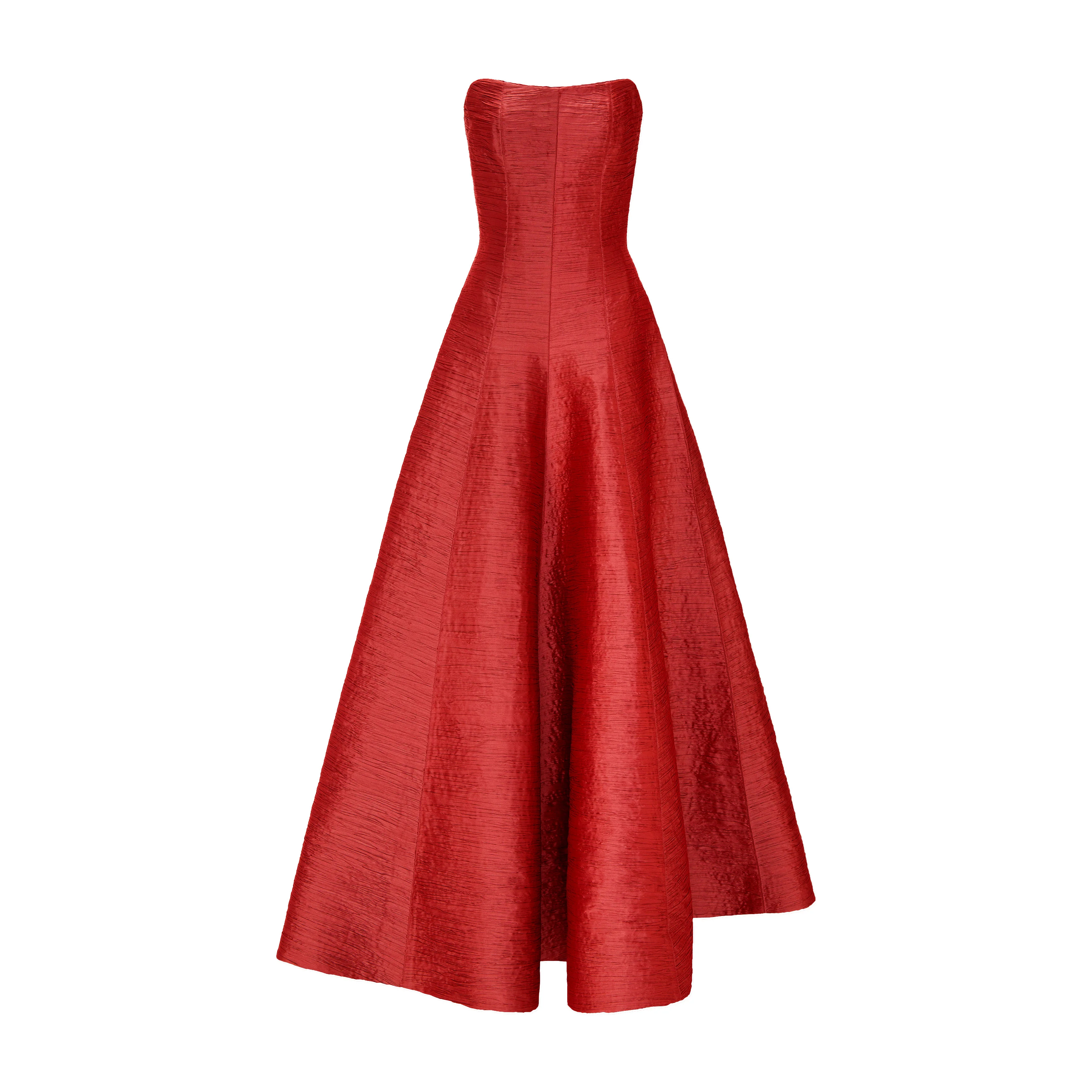 PLEATED STRAPLESS PANEL CUT GOWN - Image 9