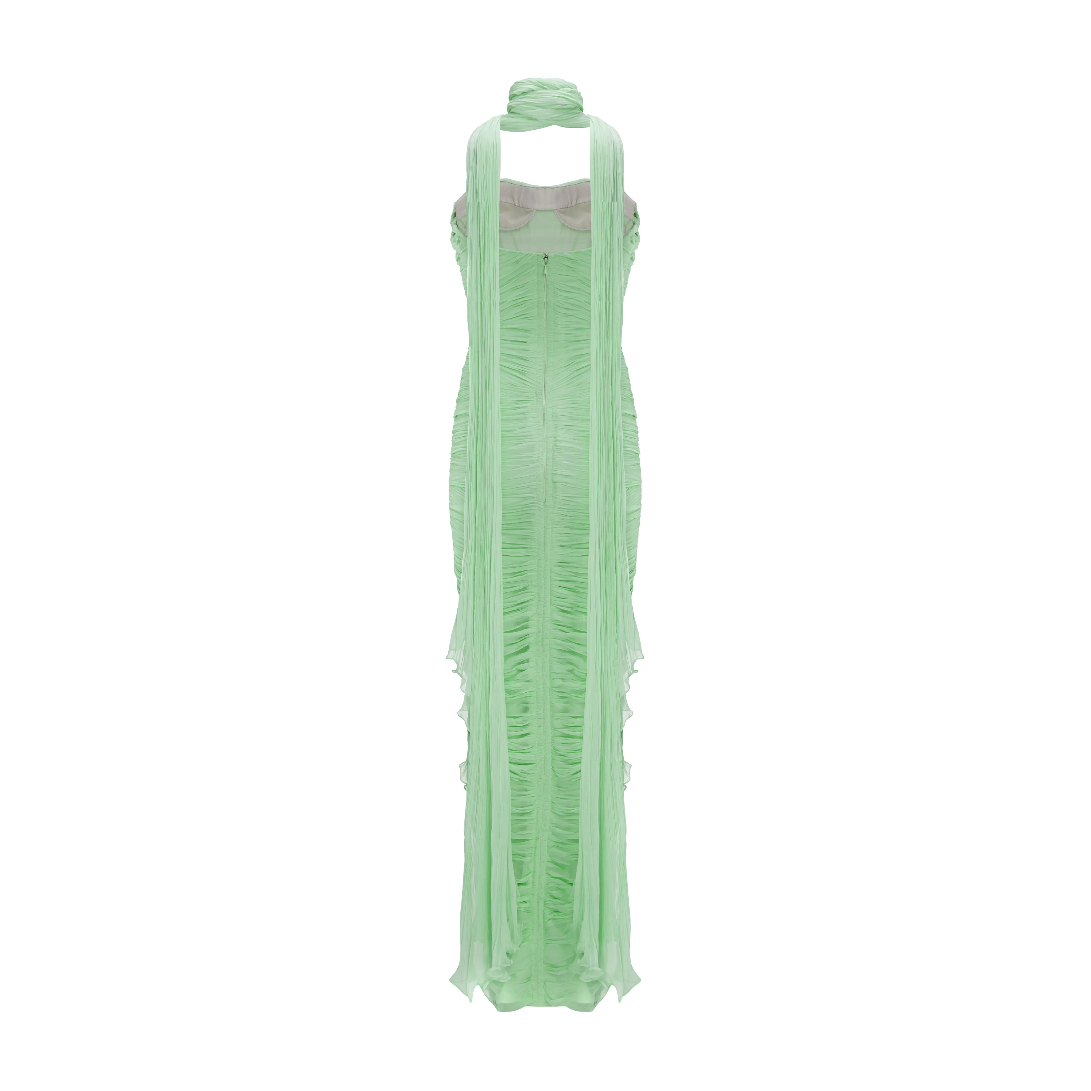Ruched-Sash Silk Gown - Image 5