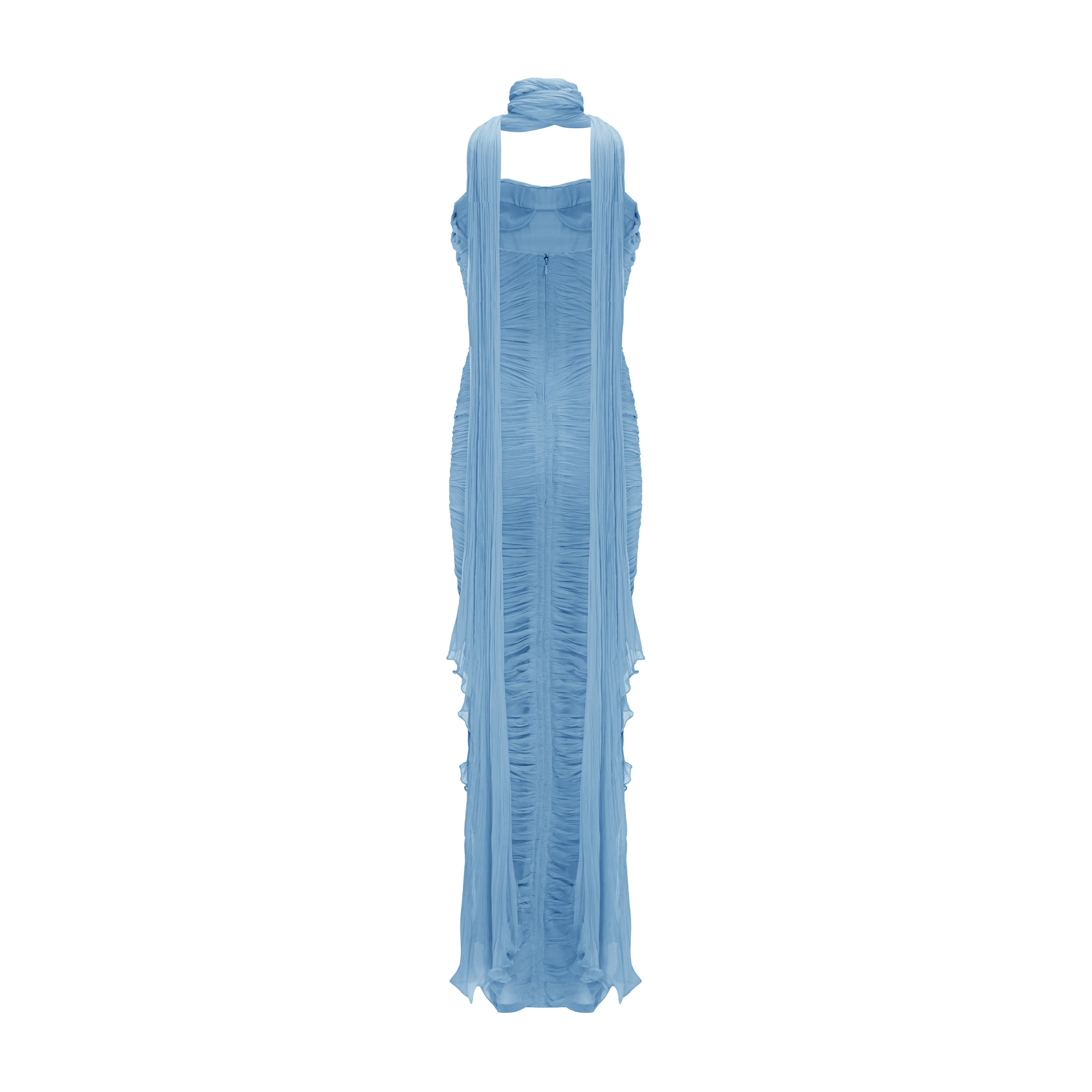 Ruched-Sash Silk Gown - Image 7