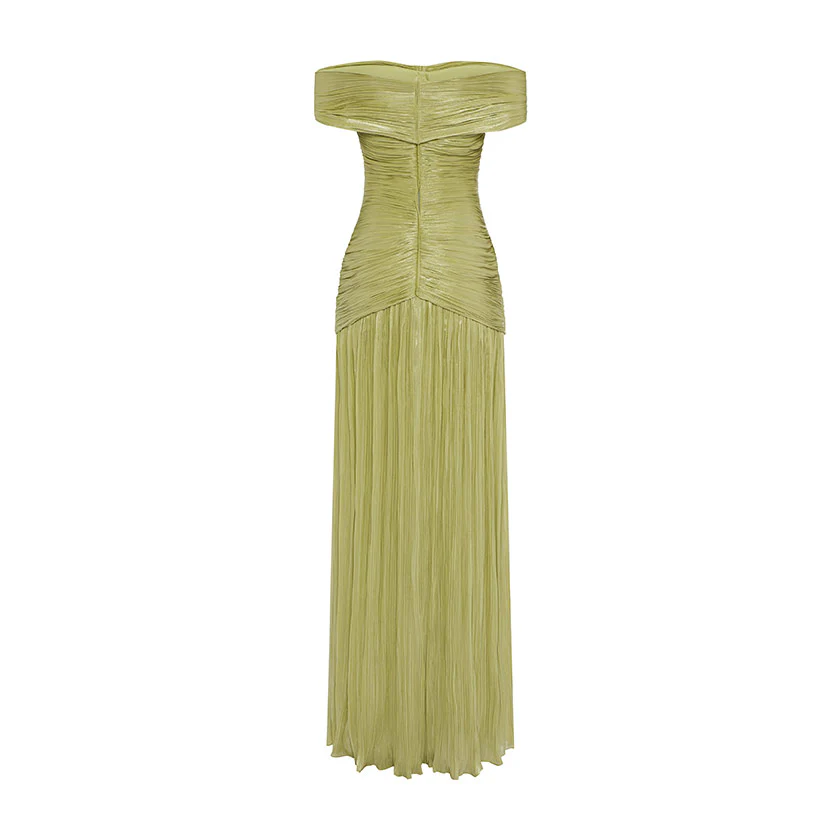 RUCHED SILK SATIN OFF SHOULDER GOWN - Image 11